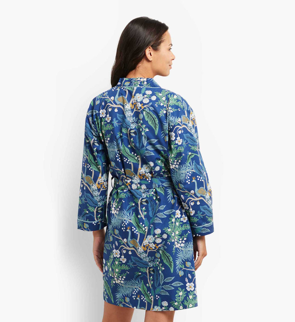 Peacock Poplin Robe in Blue | Rifle Paper Co.