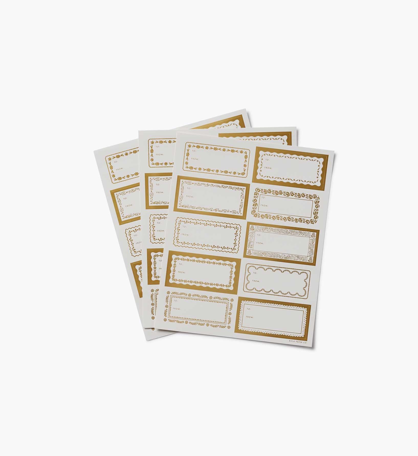 Holiday Gift Stickers - Gold Floral