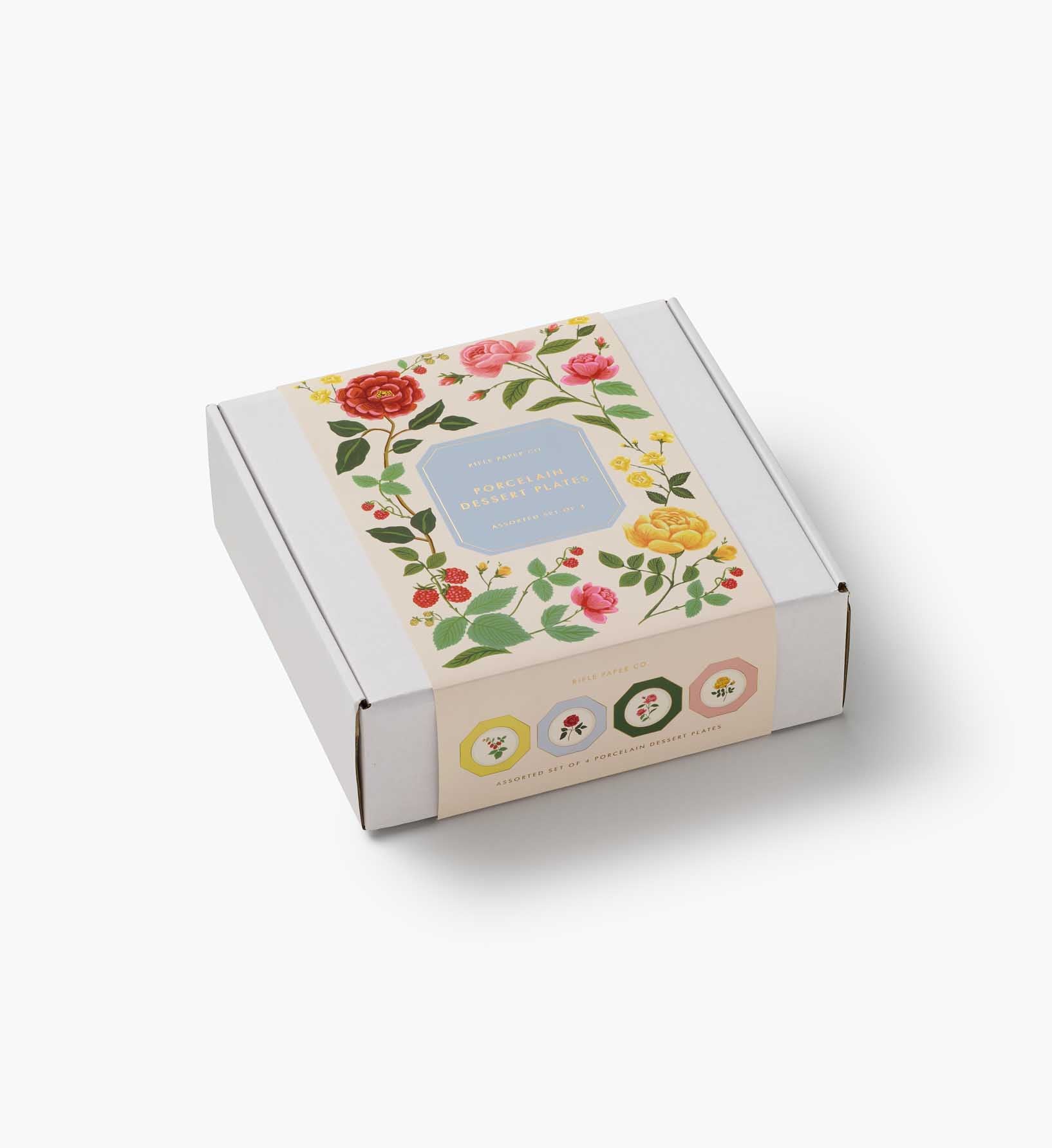 Porcelain Dessert Plate Set - Roses