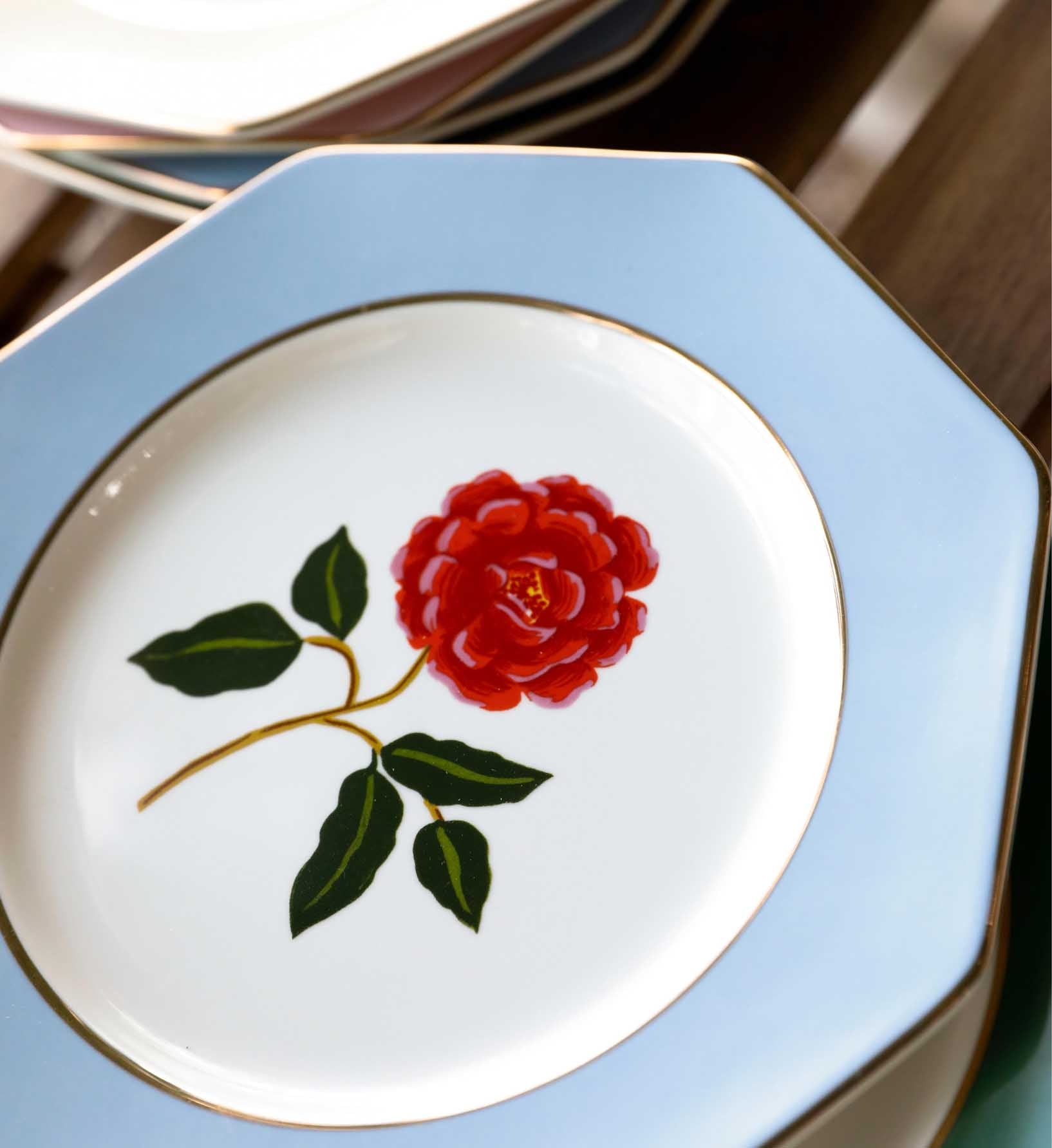 Porcelain Dessert Plate Set - Roses