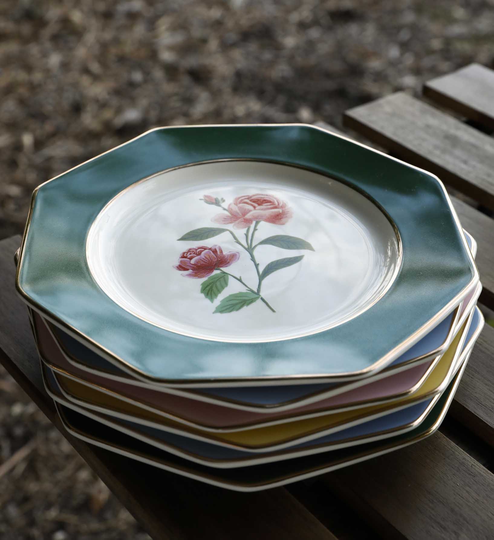 Porcelain Dessert Plate Set - Roses