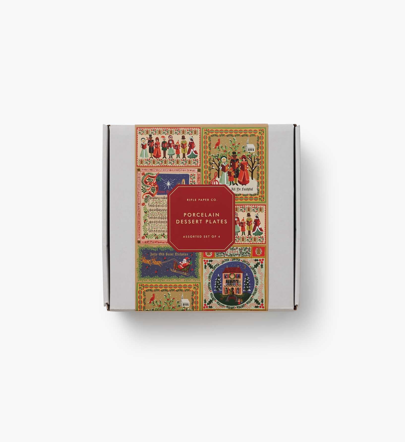 Porcelain Dessert Plate Set - Christmas Carols