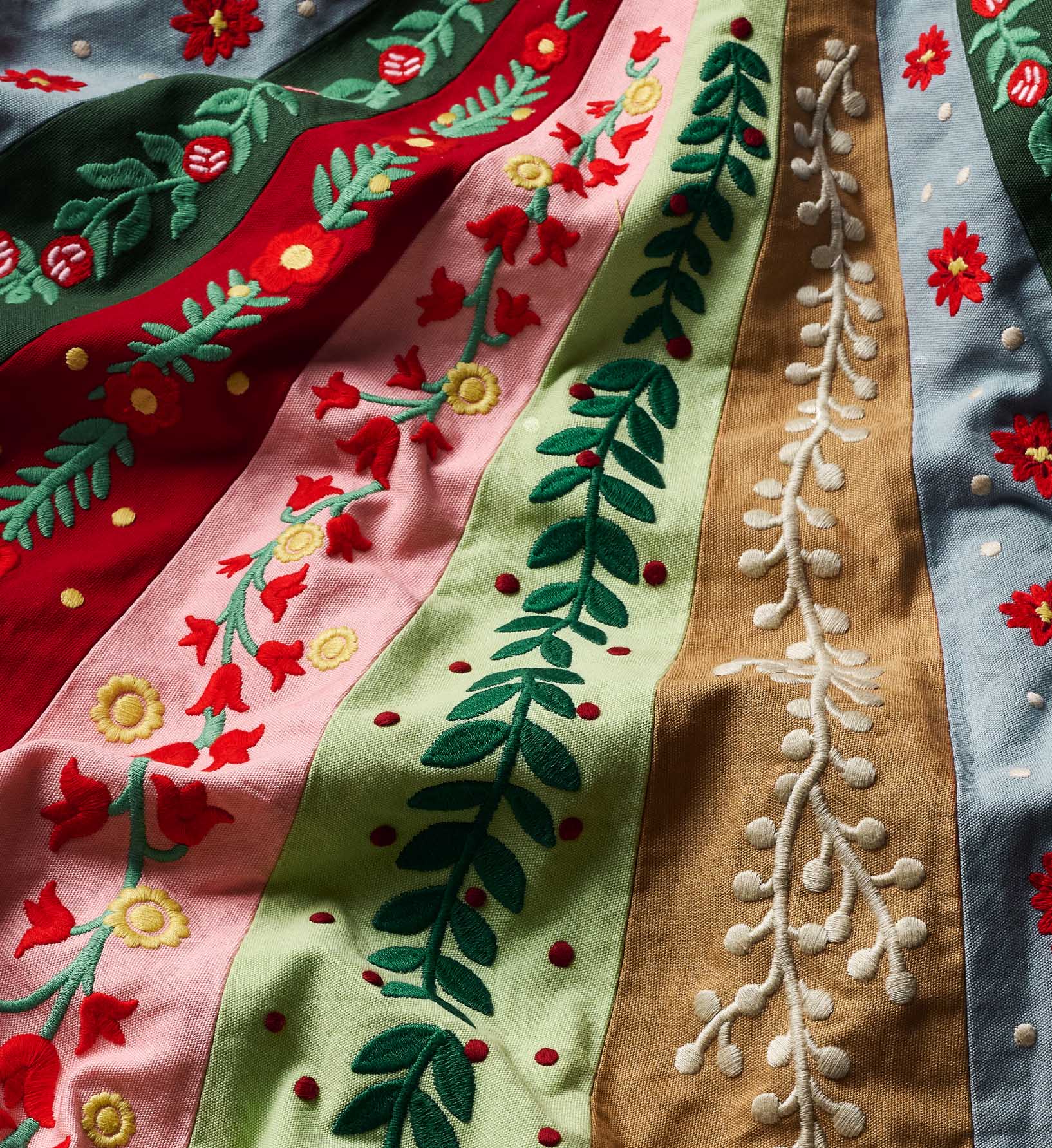 Embroidered Tree Skirt - Holly Jolly