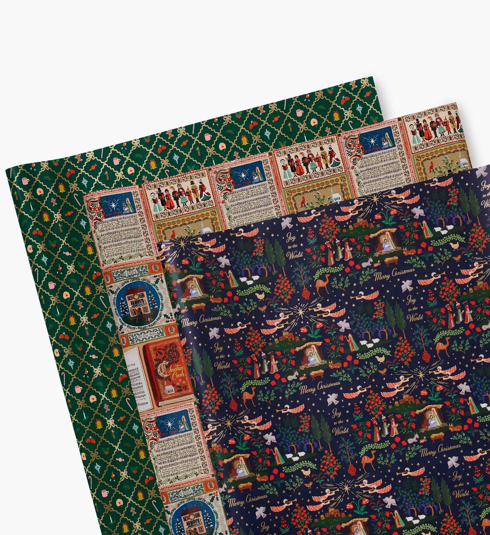 Classic Christmas Set of 3 Wrapping Rolls