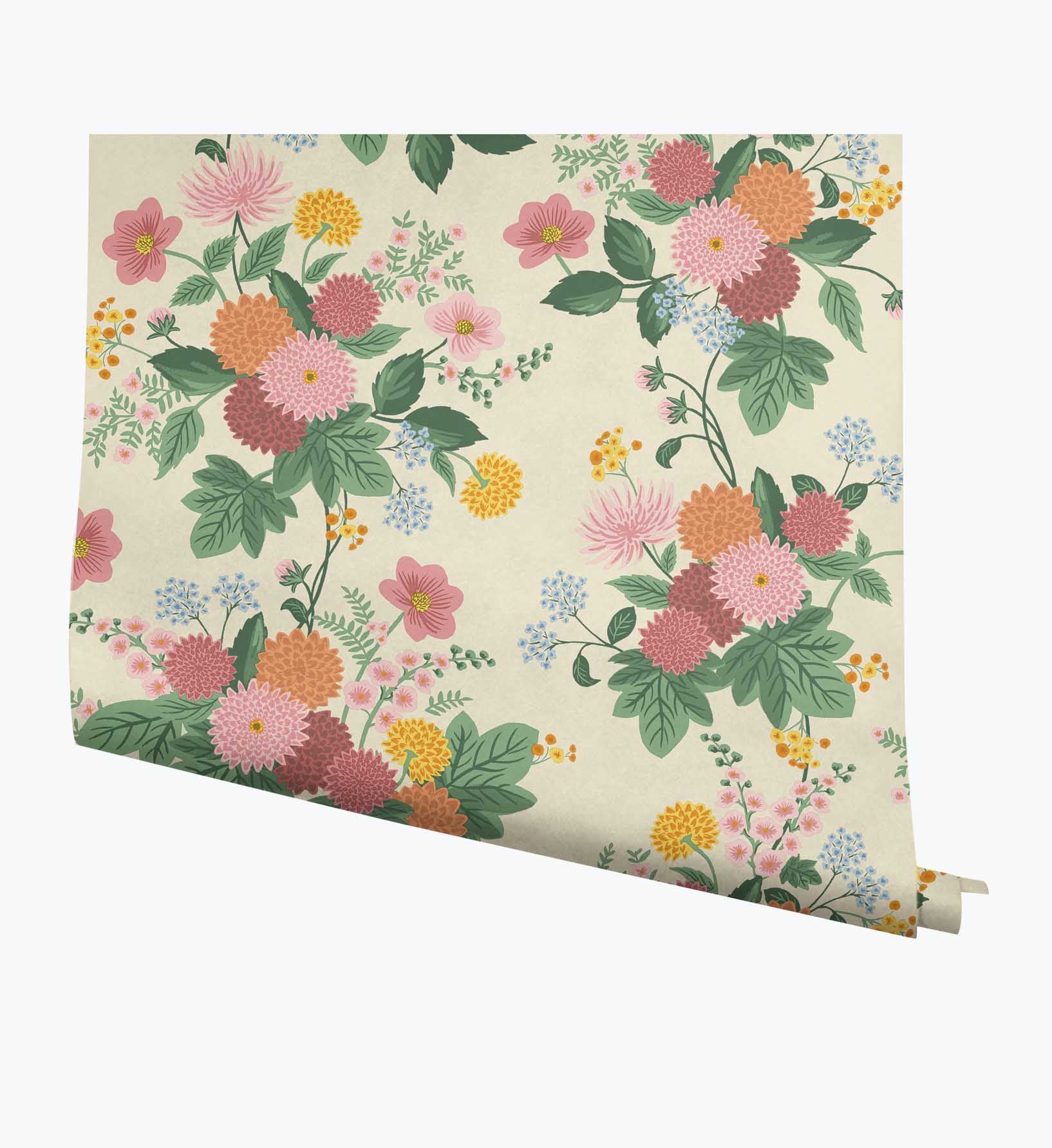 Dahlia Wallpaper - Linen & Blush