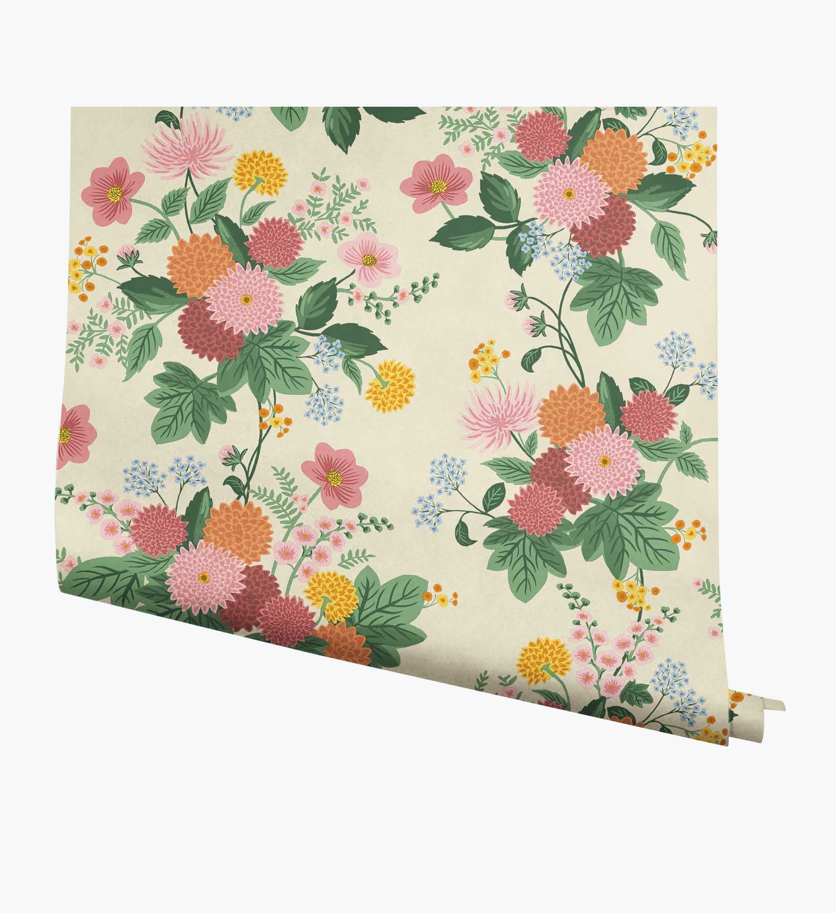 Dahlia Wallpaper - Linen & Blush