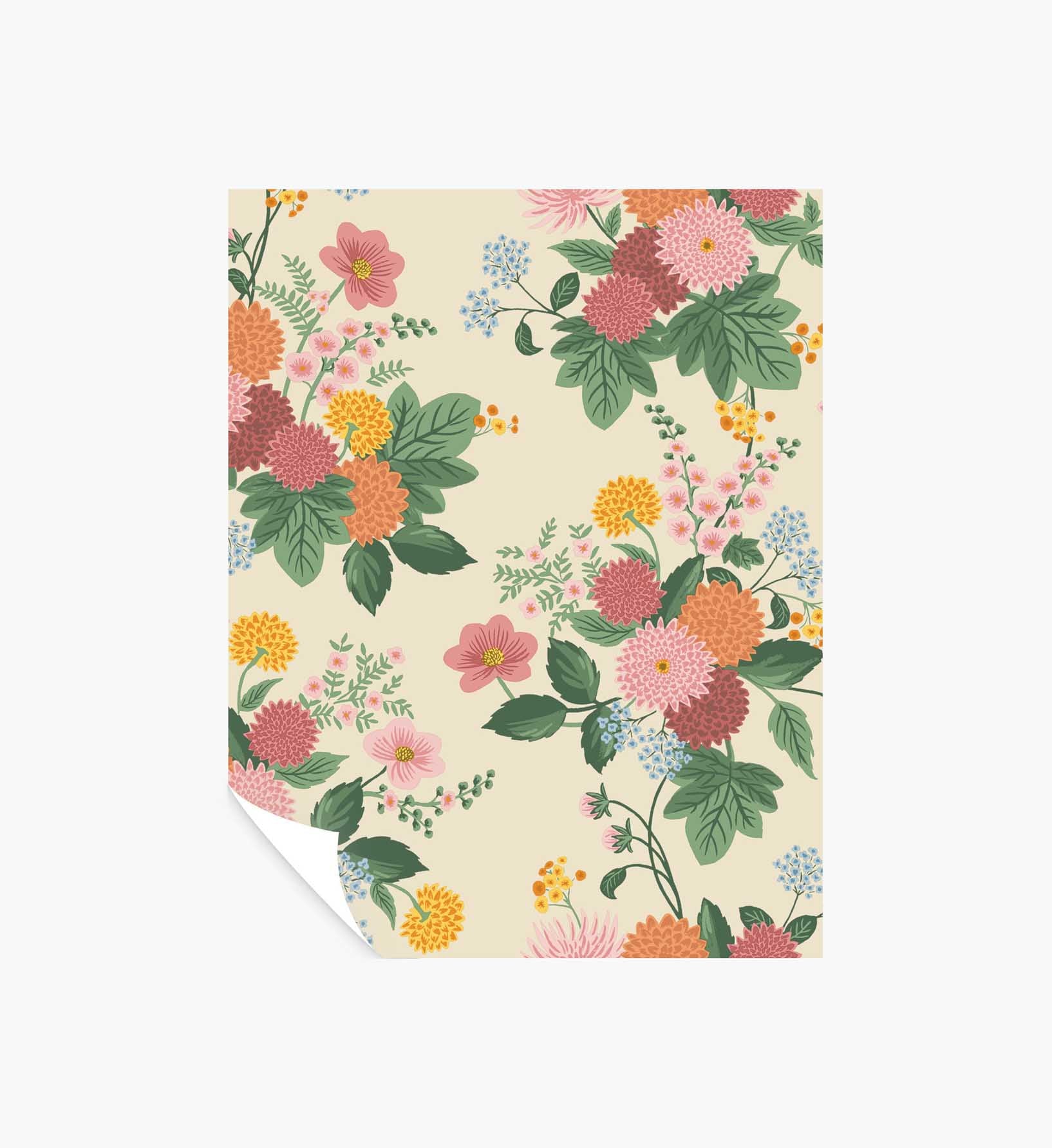 Dahlia Wallpaper Sample - Linen & Blush