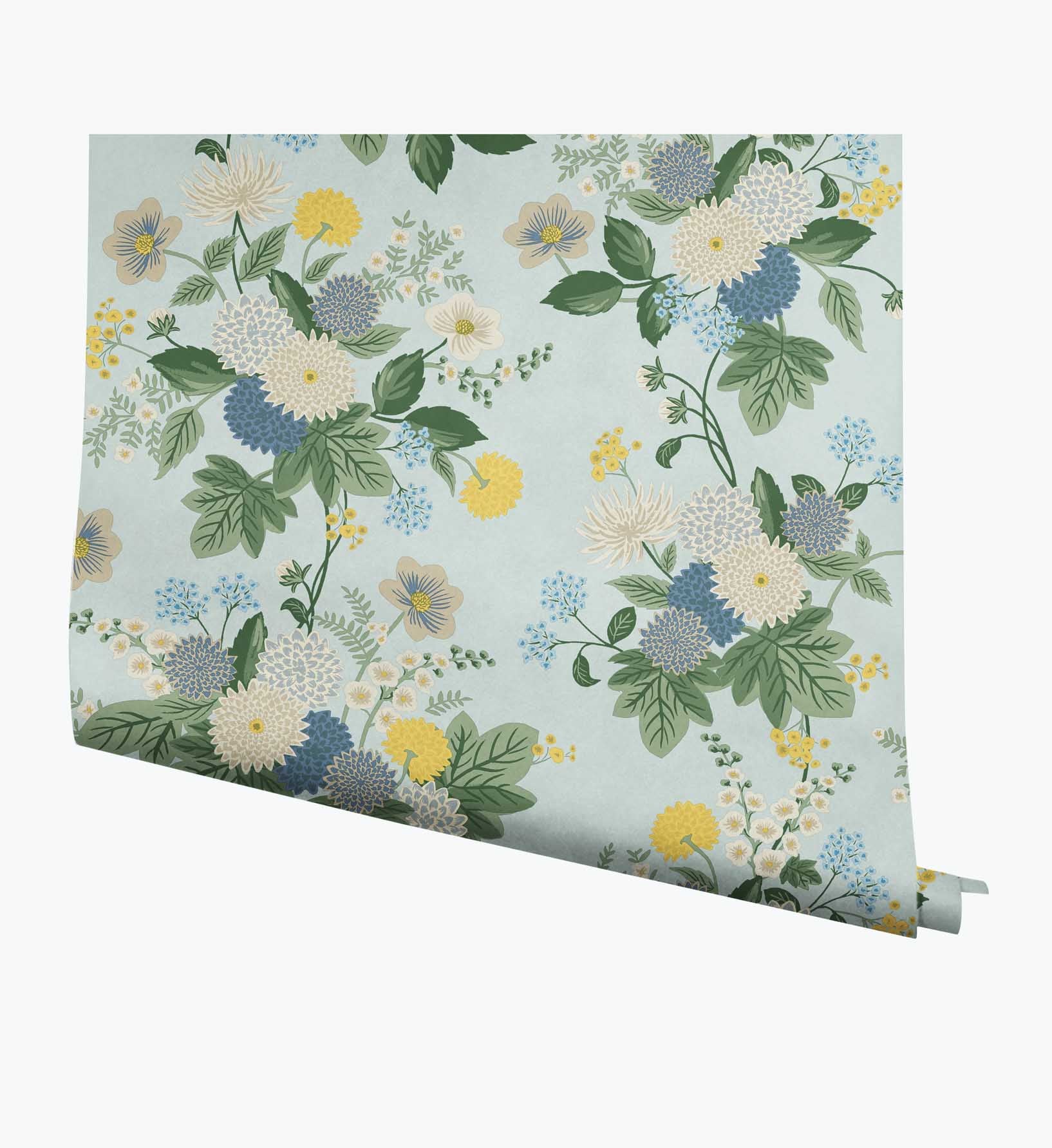 Dahlia Wallpaper - Blue
