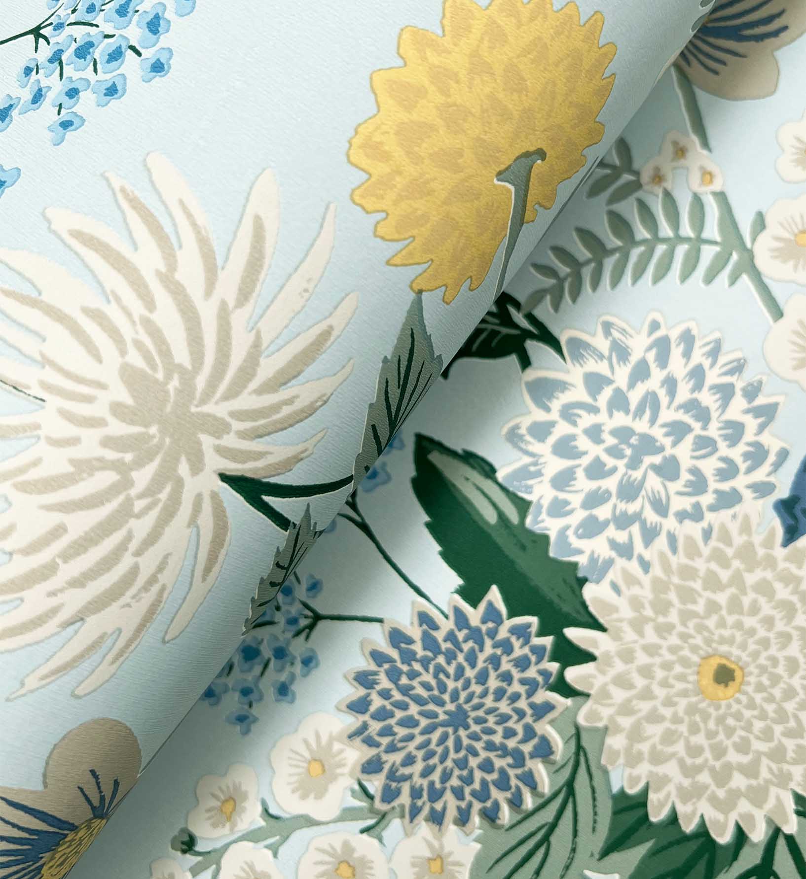 Dahlia Wallpaper - Blue