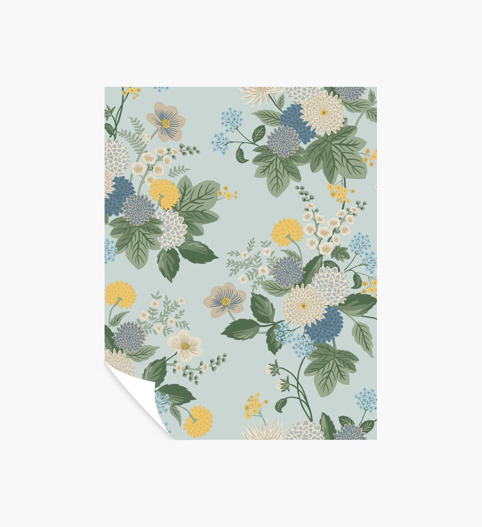 Dahlia Wallpaper Sample - Blue