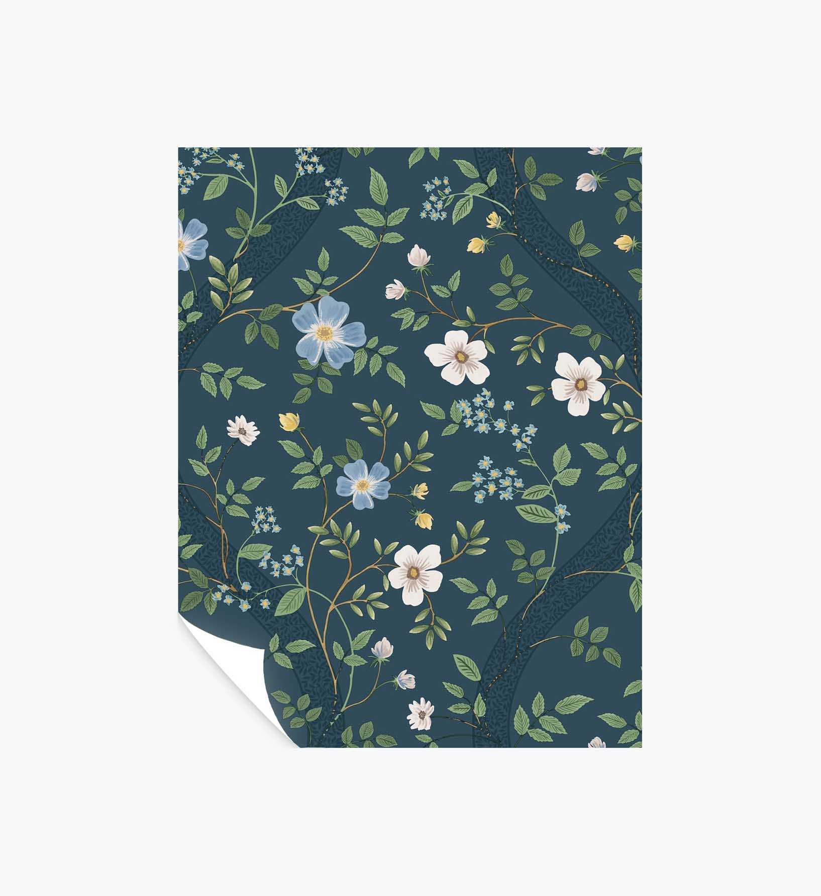 Waverly Wallpaper Sample - Navy