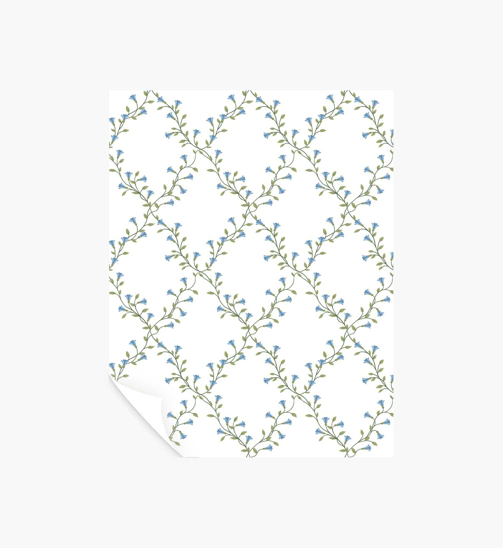 Bellflower Wallpaper Sample - White