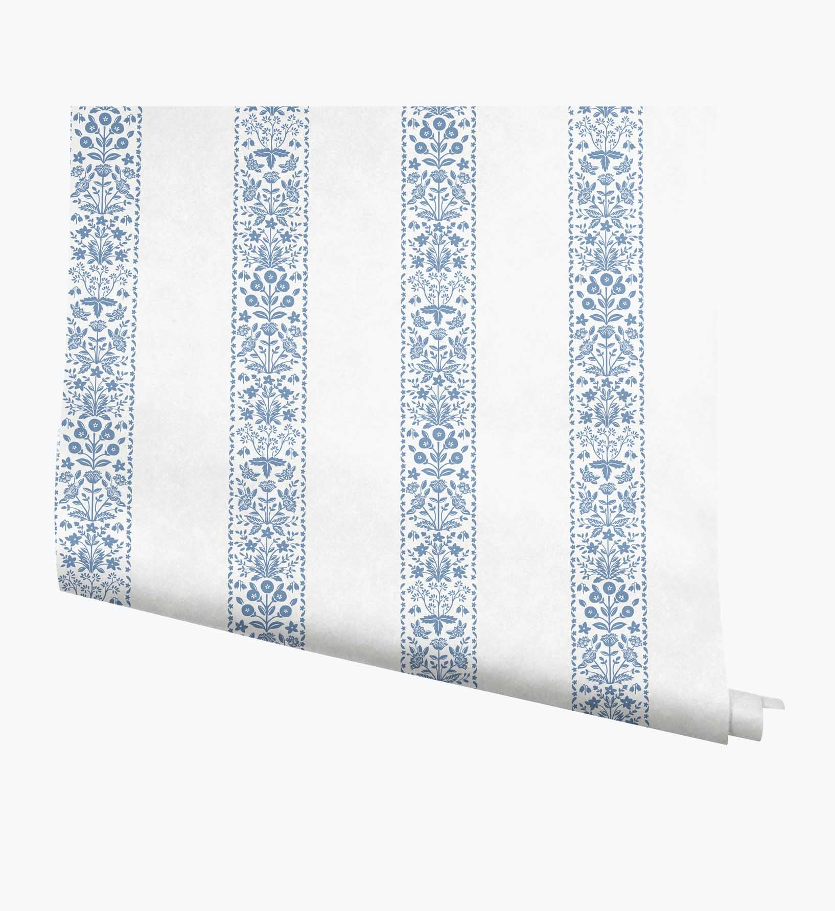 Estee Stripe Wallpaper - Blue & White