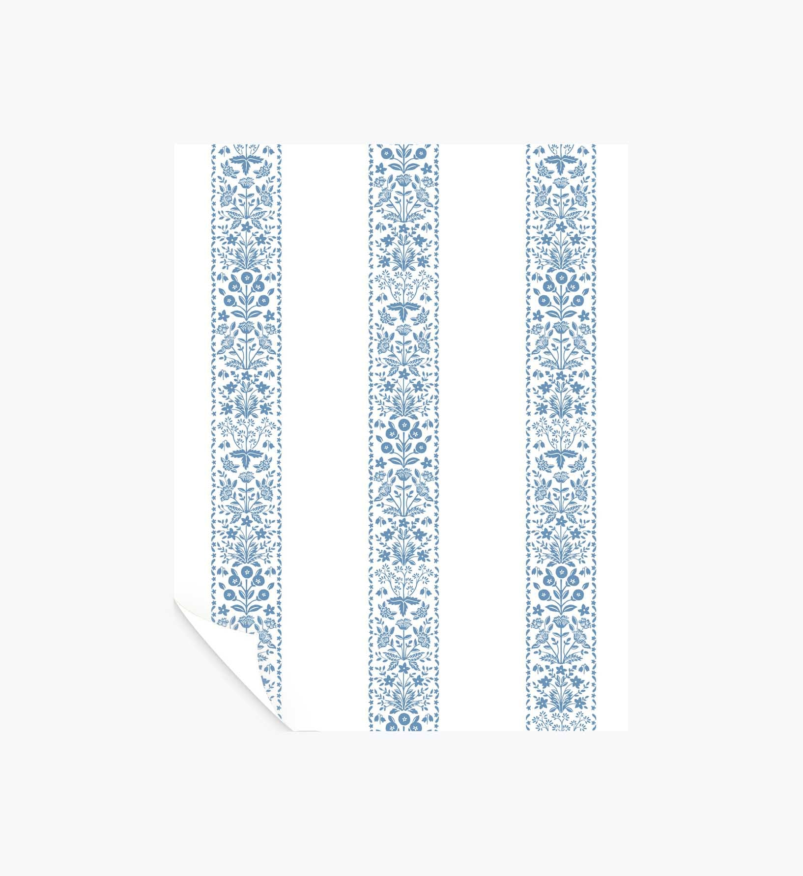 Estee Stripe Wallpaper Sample - Blue & White