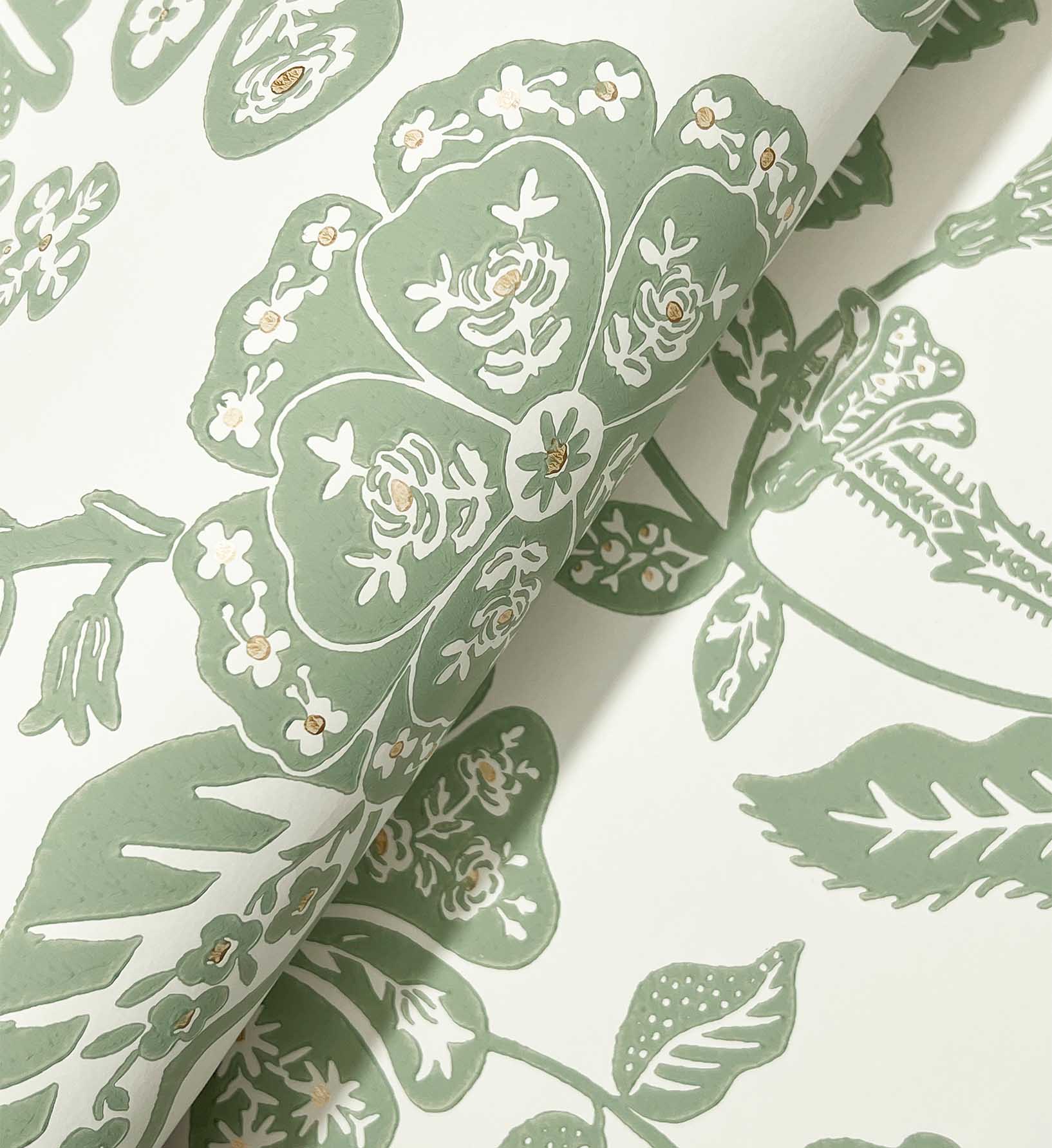 Gracie Garden Wallpaper - Sage & Cream