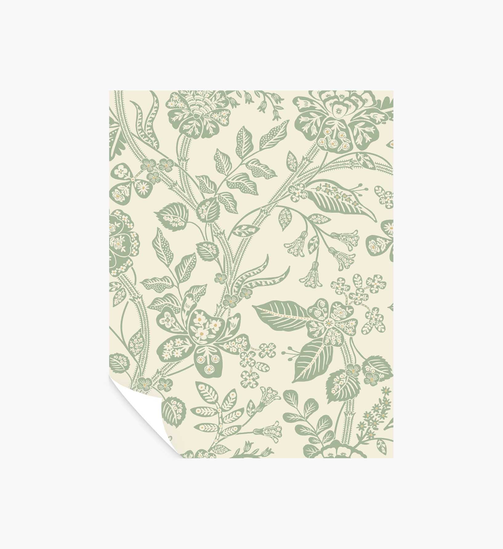 Gracie Garden Wallpaper Sample - Sage & Cream