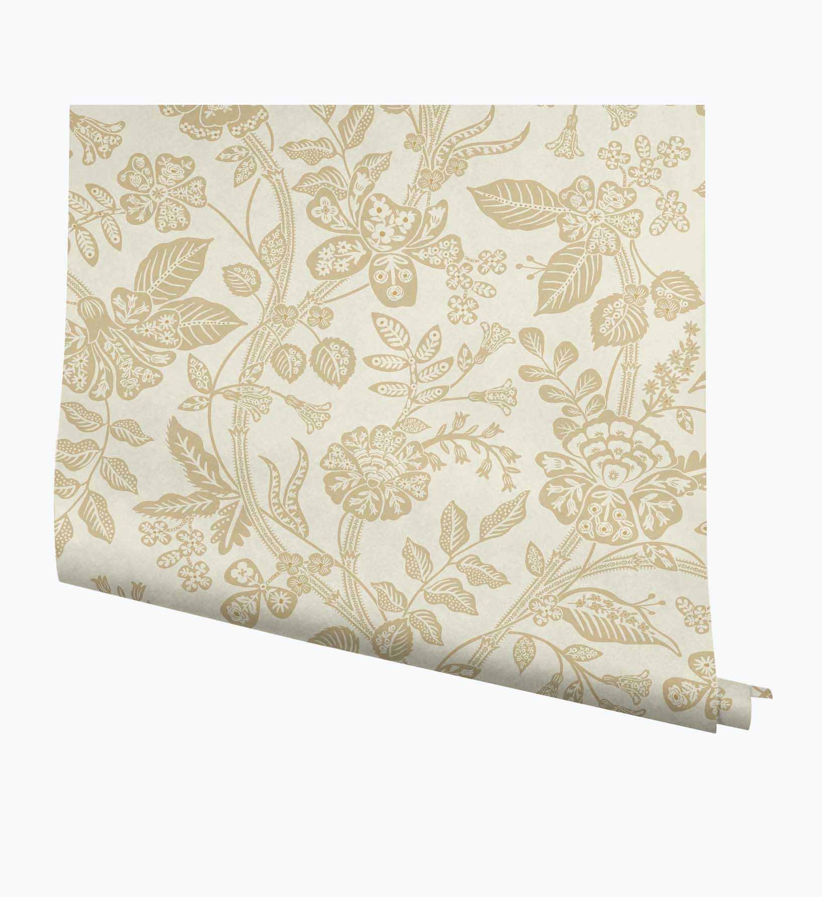 Gracie Garden Wallpaper - Gold & Linen