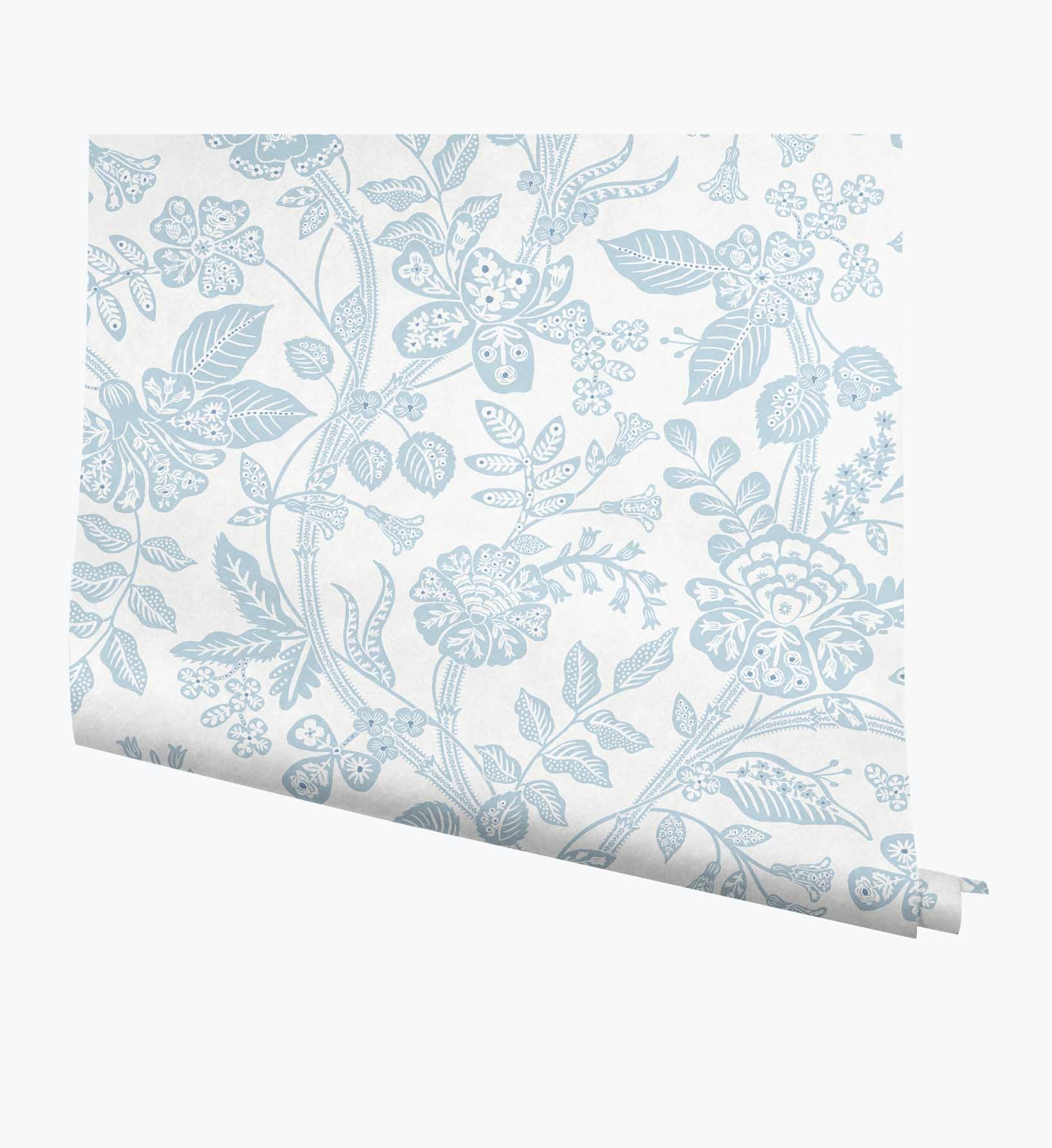 Gracie Garden Wallpaper - Blue & White