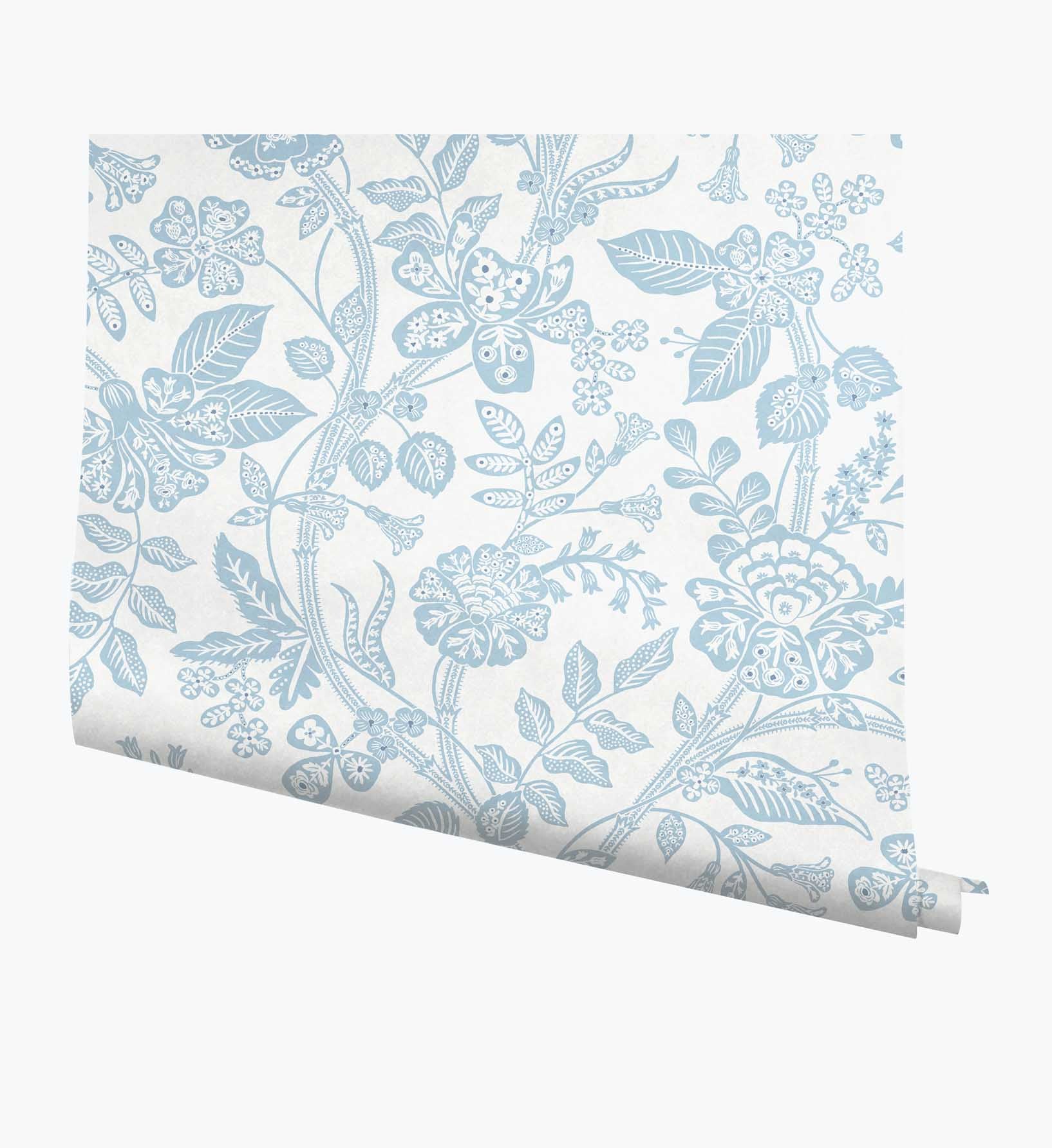 Gracie Garden Wallpaper - Blue & White