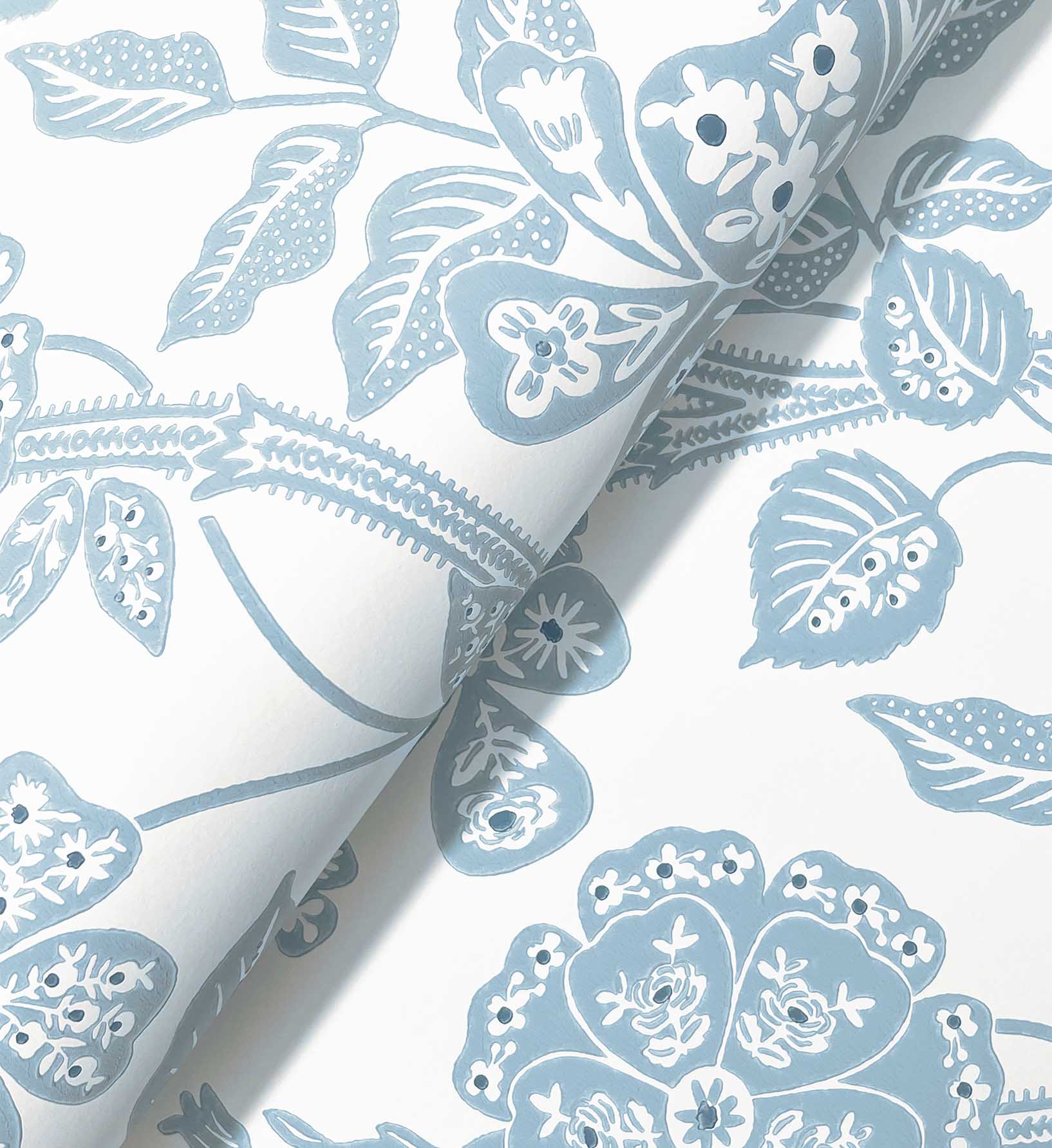 Gracie Garden Wallpaper - Blue & White