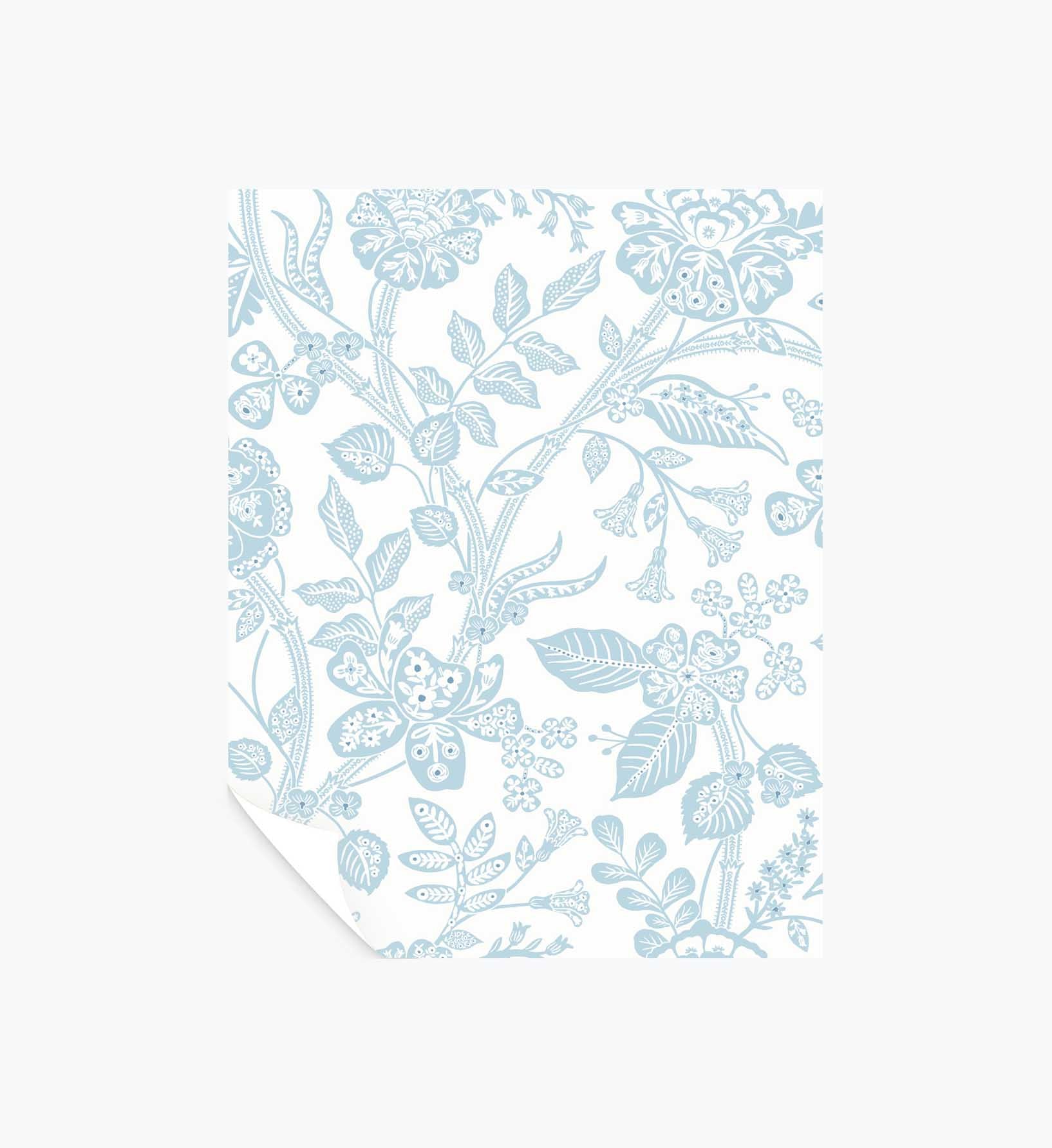 Gracie Garden Wallpaper Sample - Blue & White