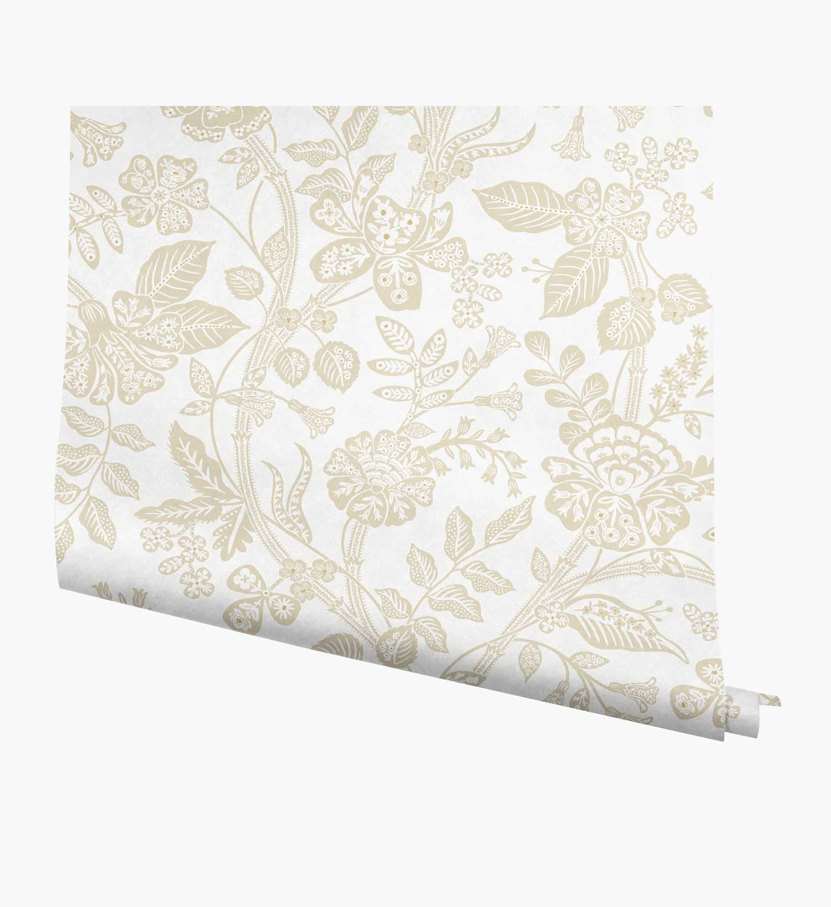 Gracie Garden Wallpaper - Beige & White
