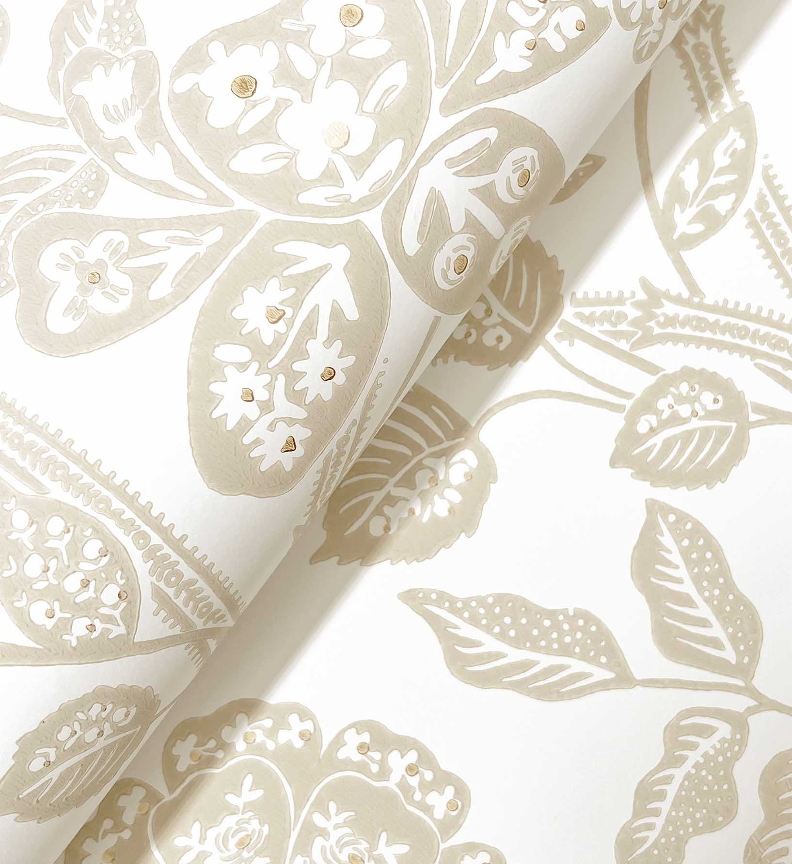 Gracie Garden Wallpaper - Beige & White