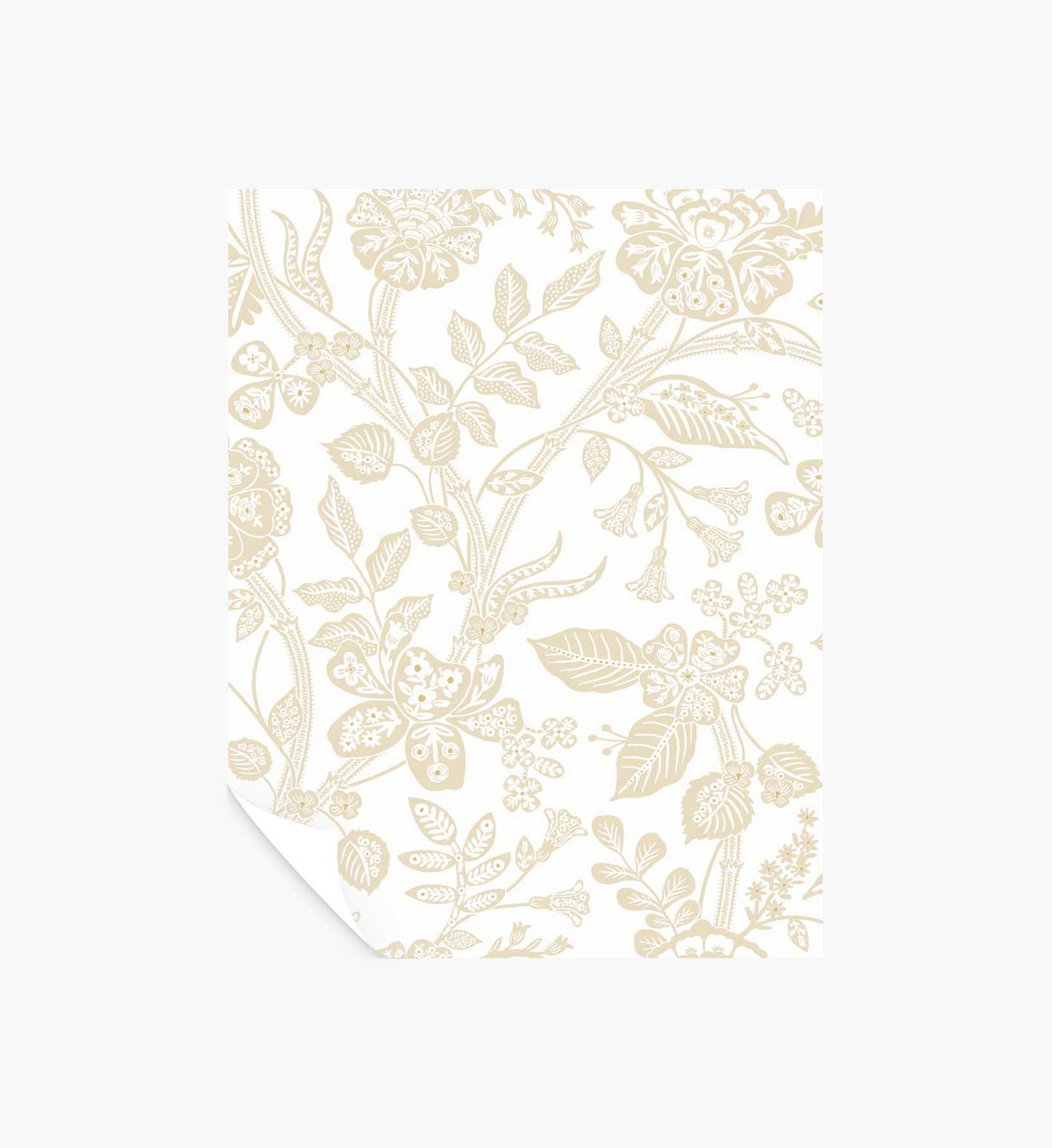 Gracie Garden Wallpaper Sample - Beige & White