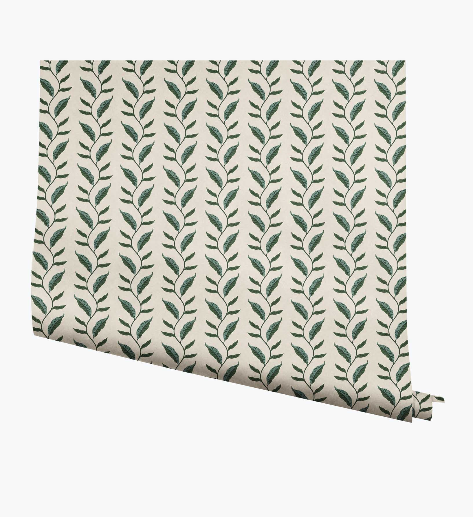 Seagrass Wallpaper - Emerald & Linen