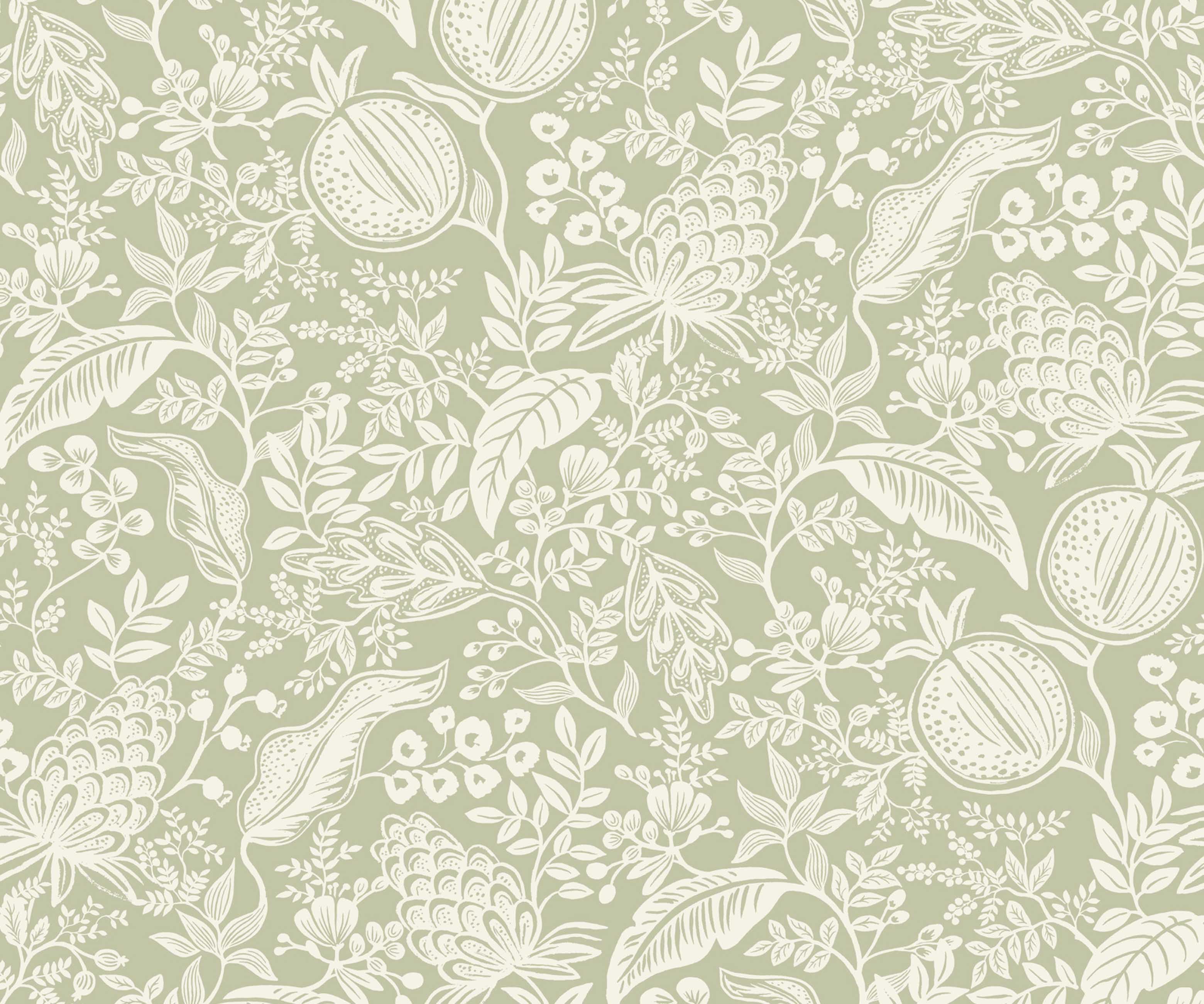 Pomegranate Peel & Stick Wallpaper - Pistachio & White