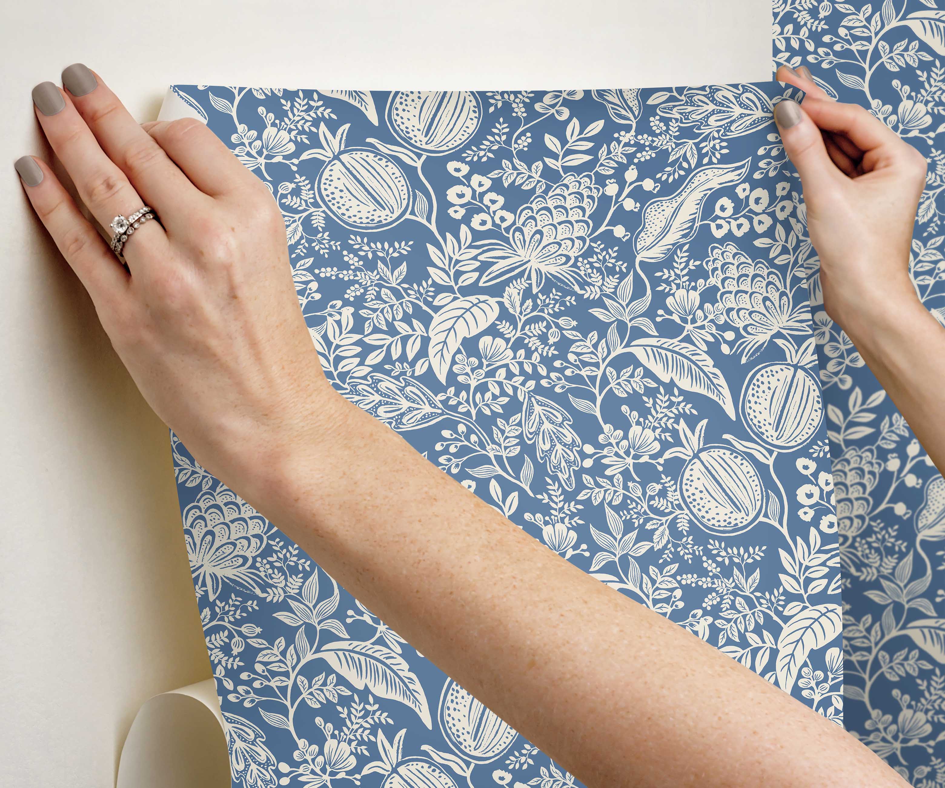 Pomegranate Peel & Stick Wallpaper - Blue & Ivory
