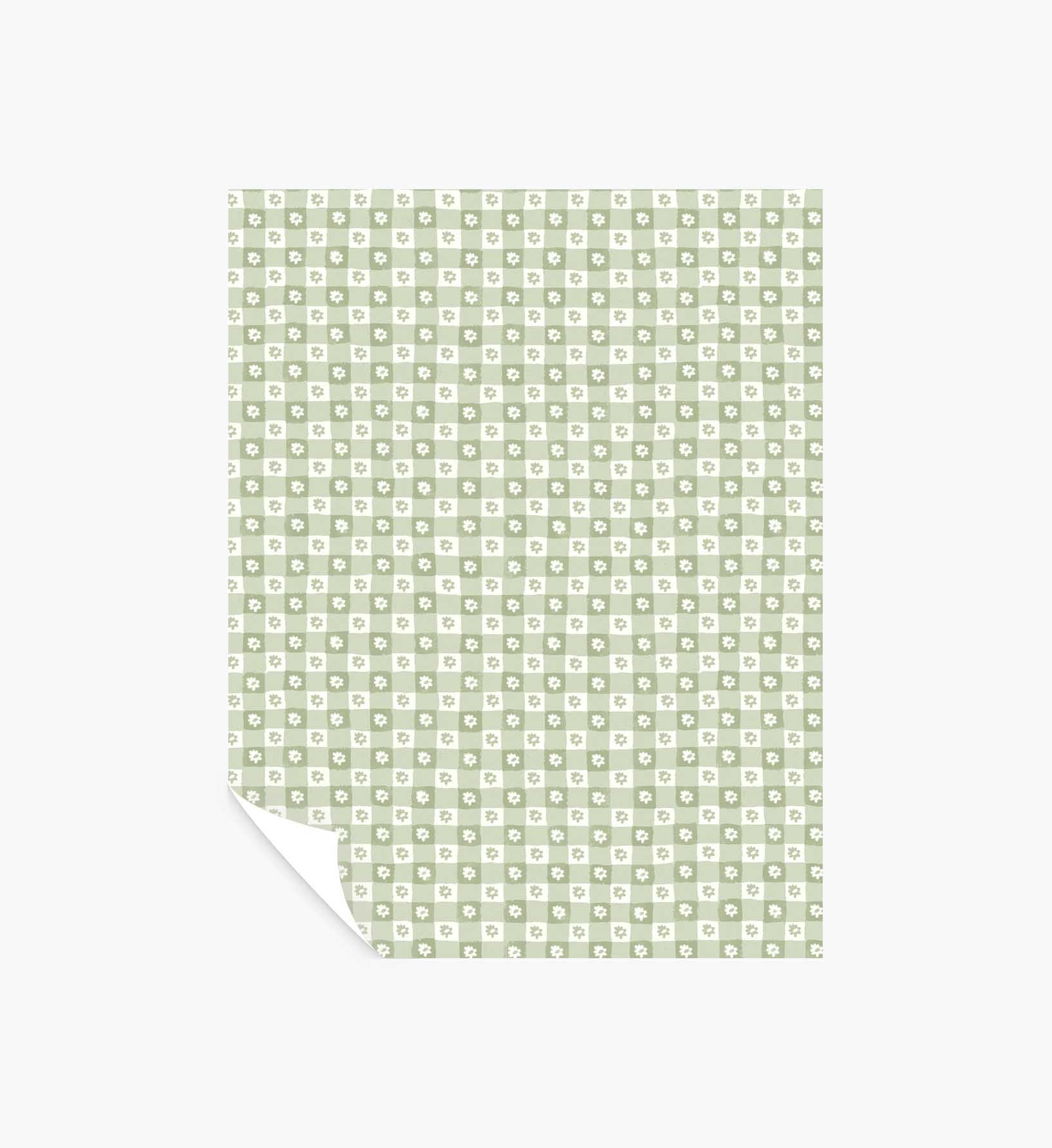Daisy Gingham Peel & Stick Wallpaper Sample - Green
