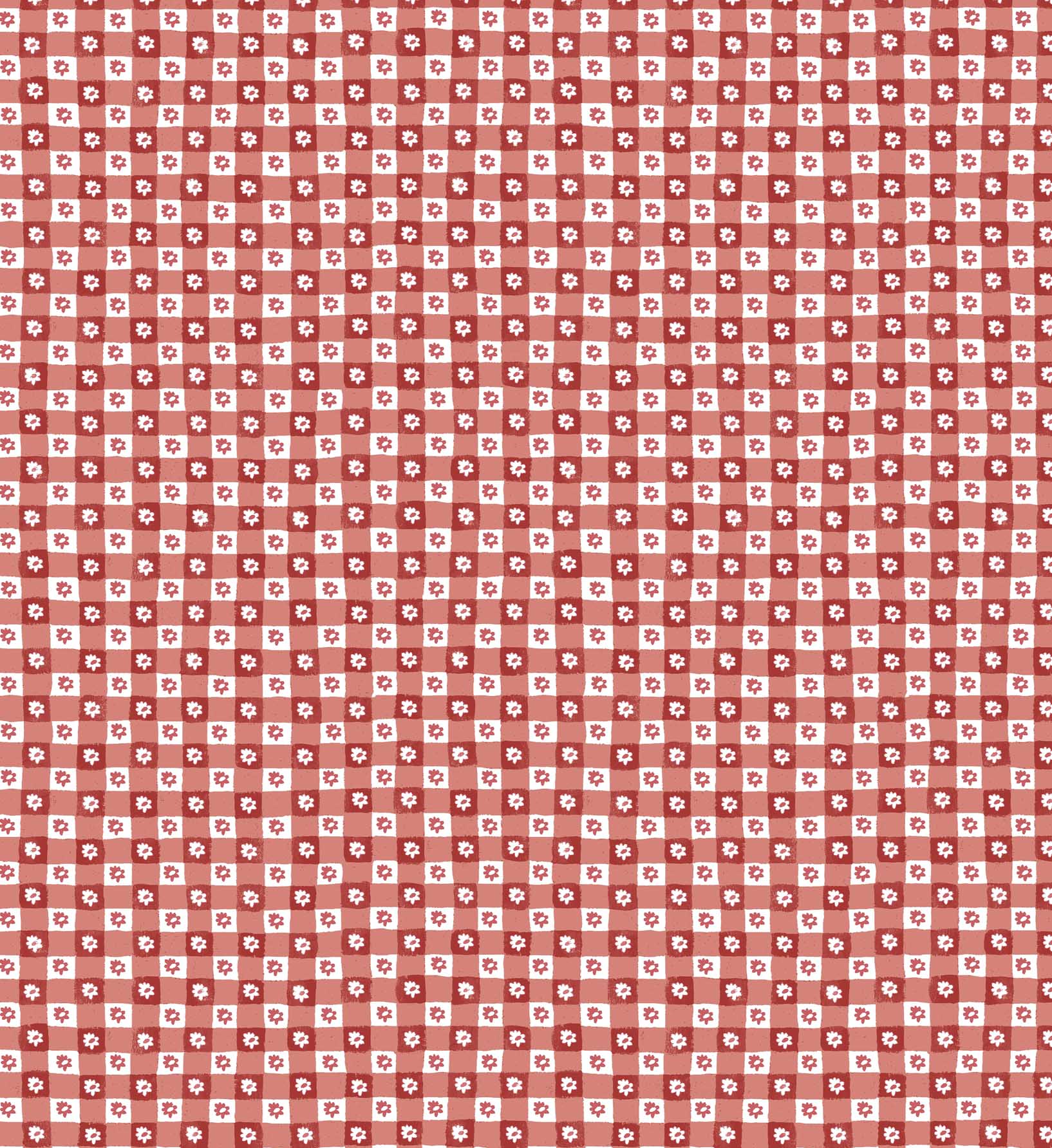 Daisy Gingham Peel & Stick Wallpaper Sample - Red