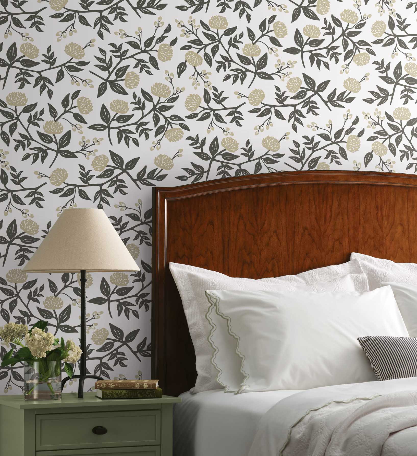 Peonies Peel & Stick Wallpaper - White