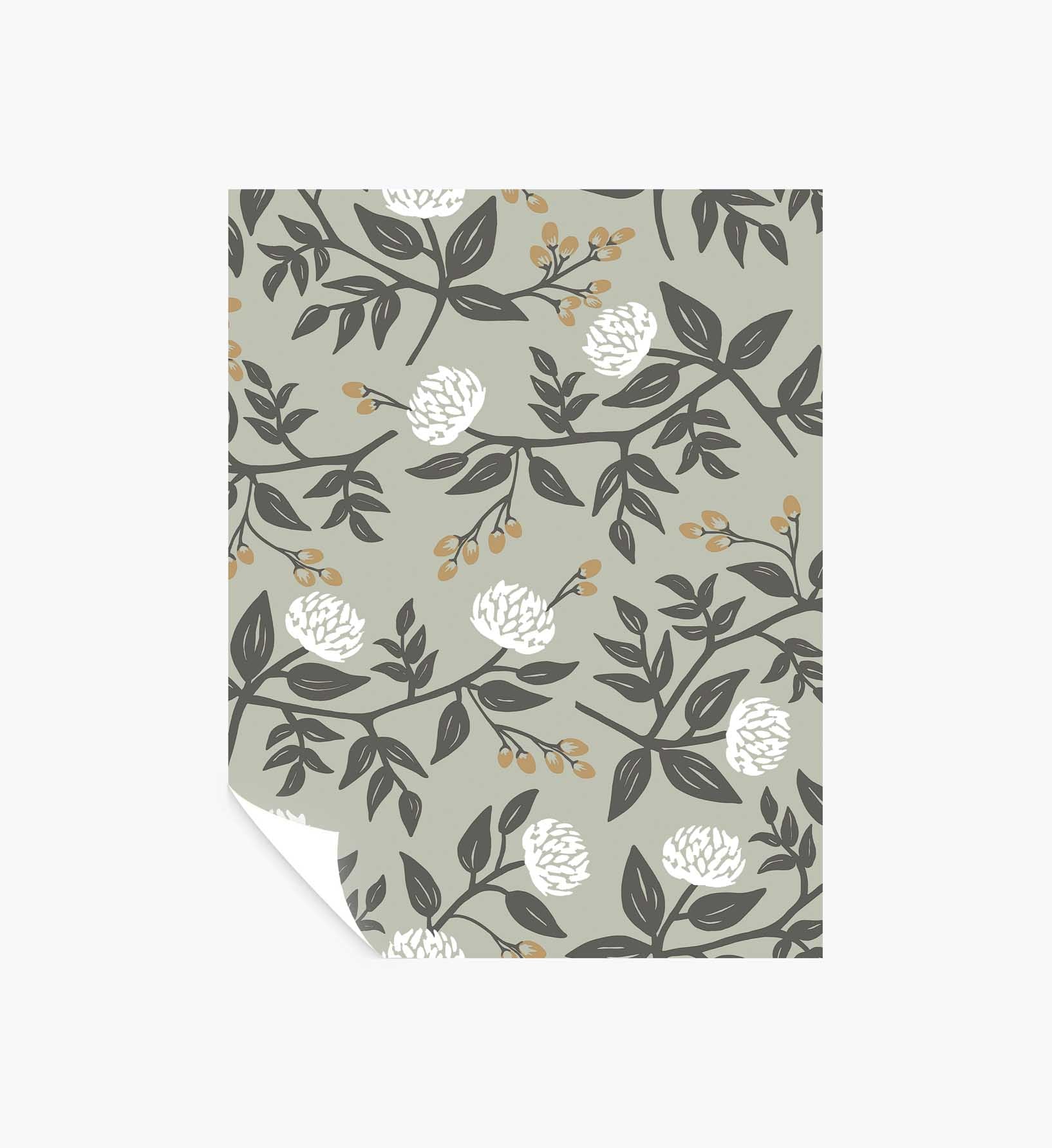 Peonies Peel & Stick Wallpaper Sample - Smoke