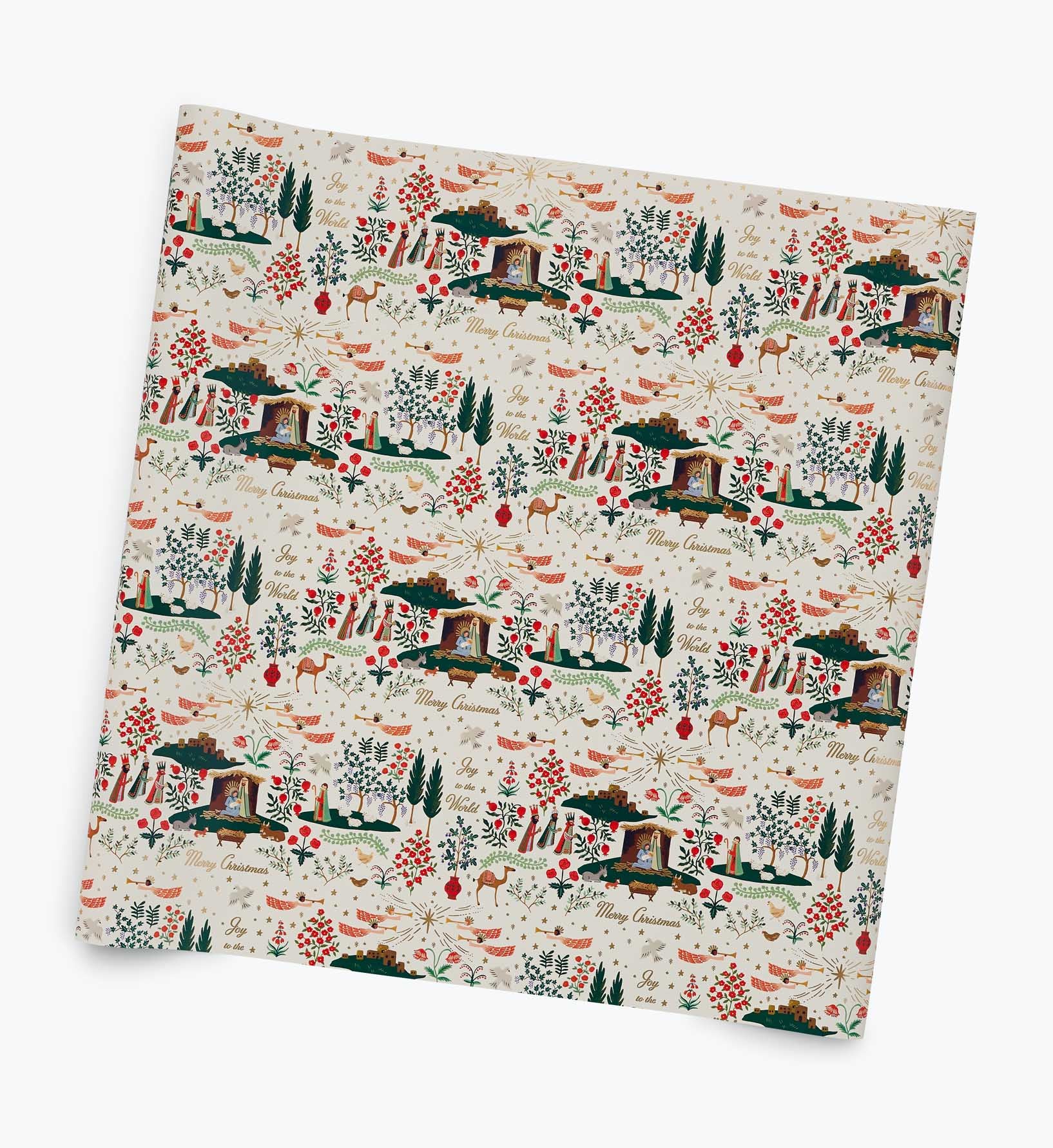 Holiday Wrapping Roll - Nativity Scene Cream