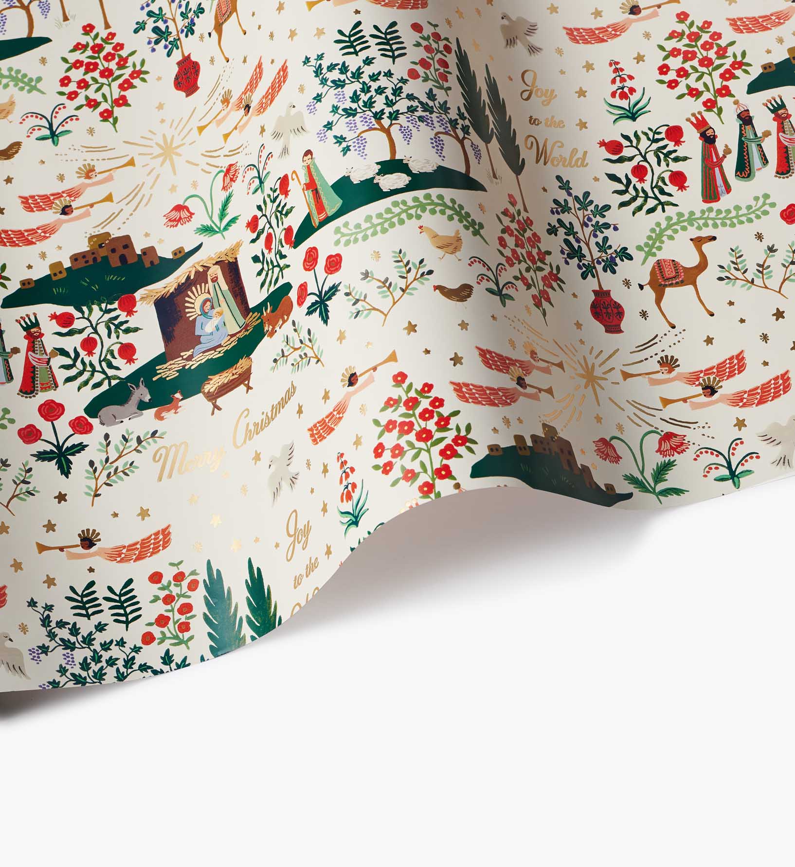 Holiday Wrapping Roll - Nativity Scene Cream