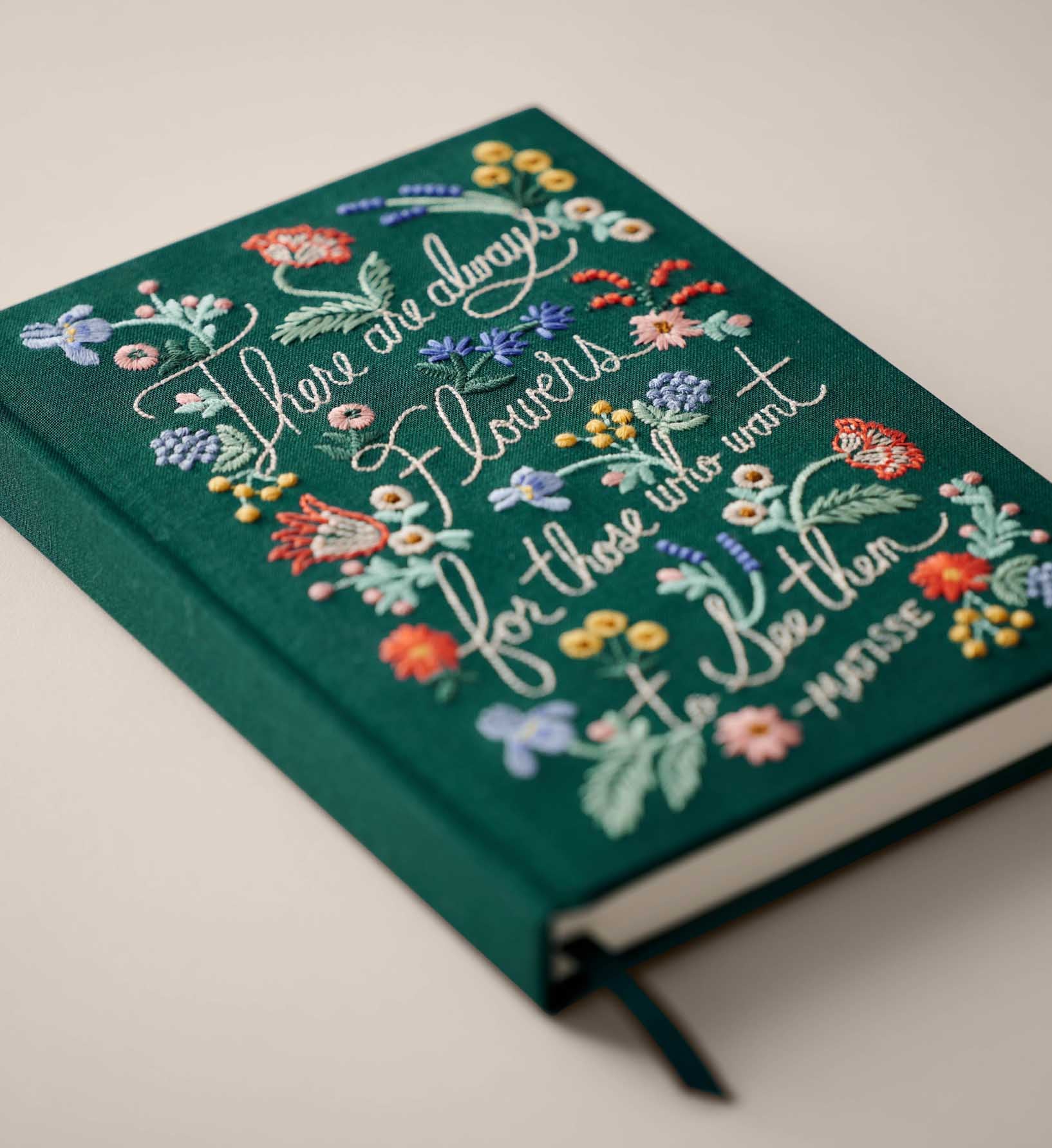 Embroidered Journal - There Are Always Flowers