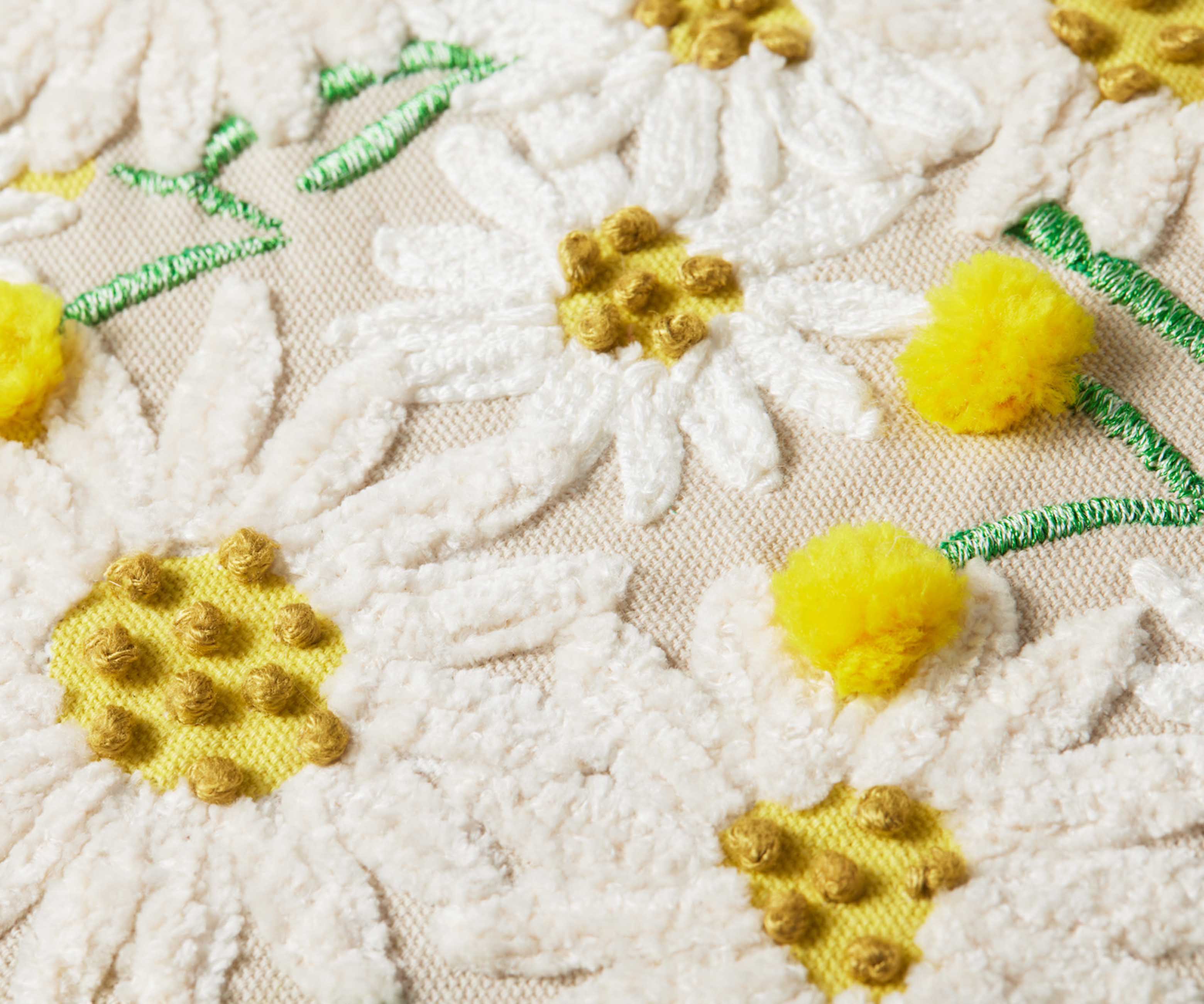 Daisies Embroidered Pillow - Thumbnail 3