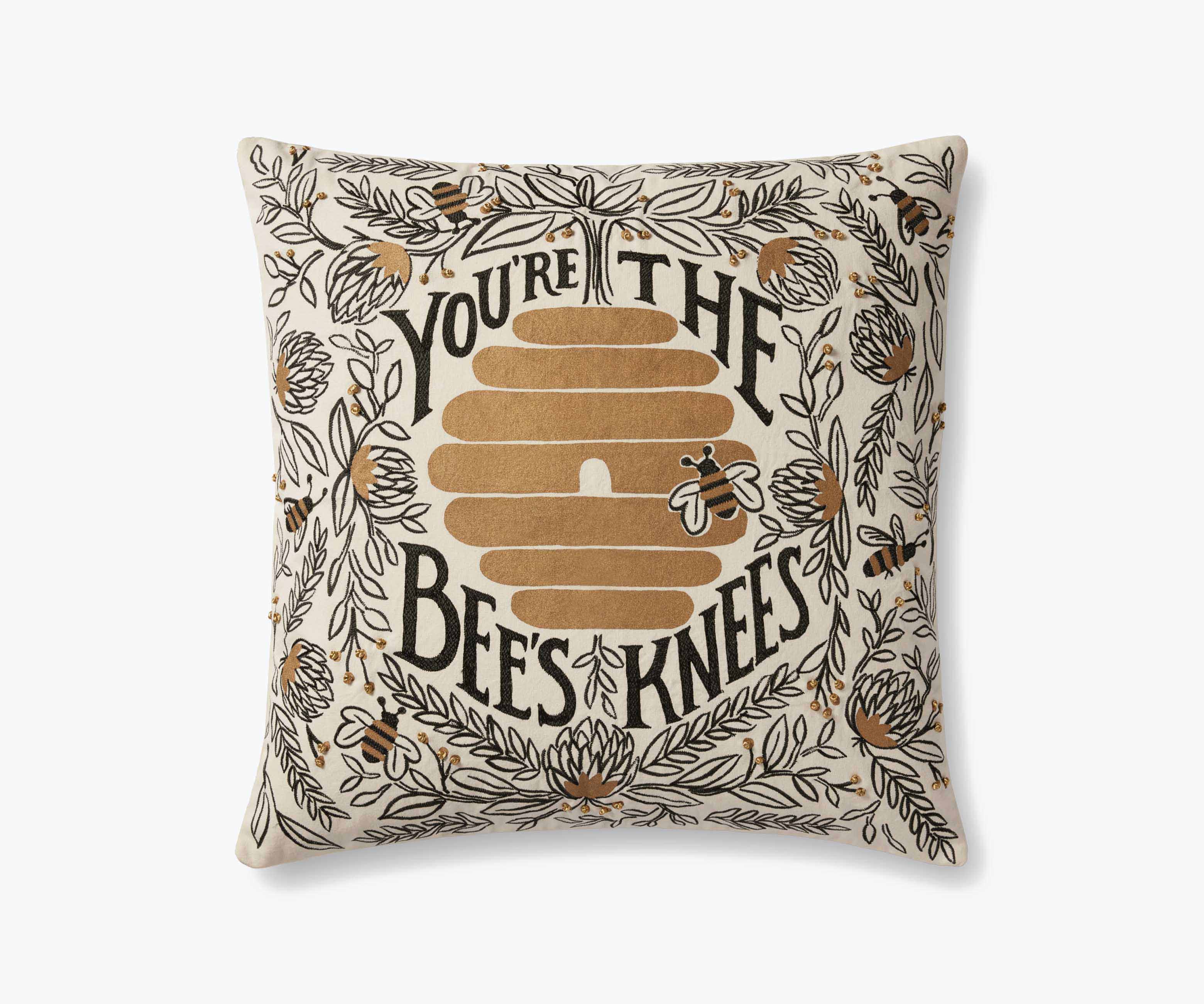 Bee's Knees Embroidered Pillow