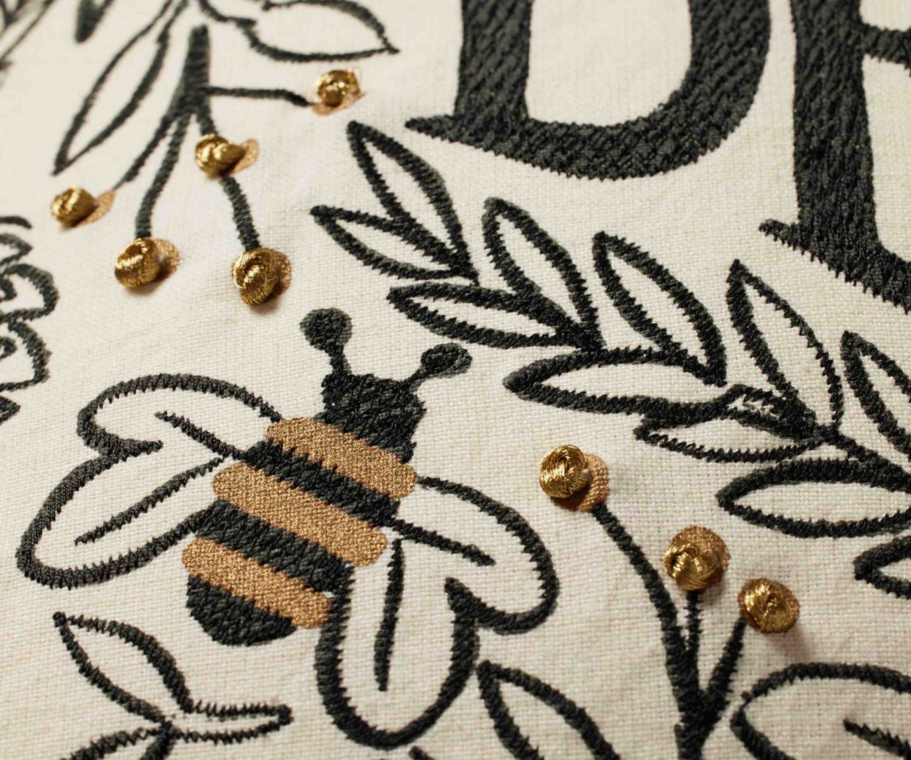 Bee's Knees Embroidered Pillow - Thumbnail 2