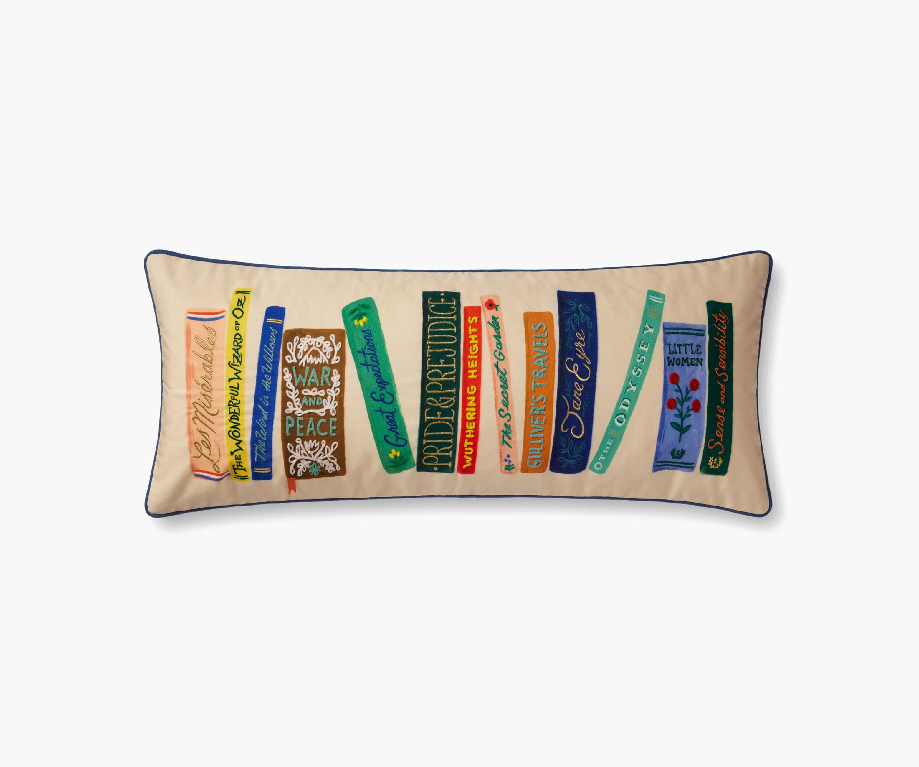 Book Club Embroidered Lumbar Pillow - Thumbnail 2