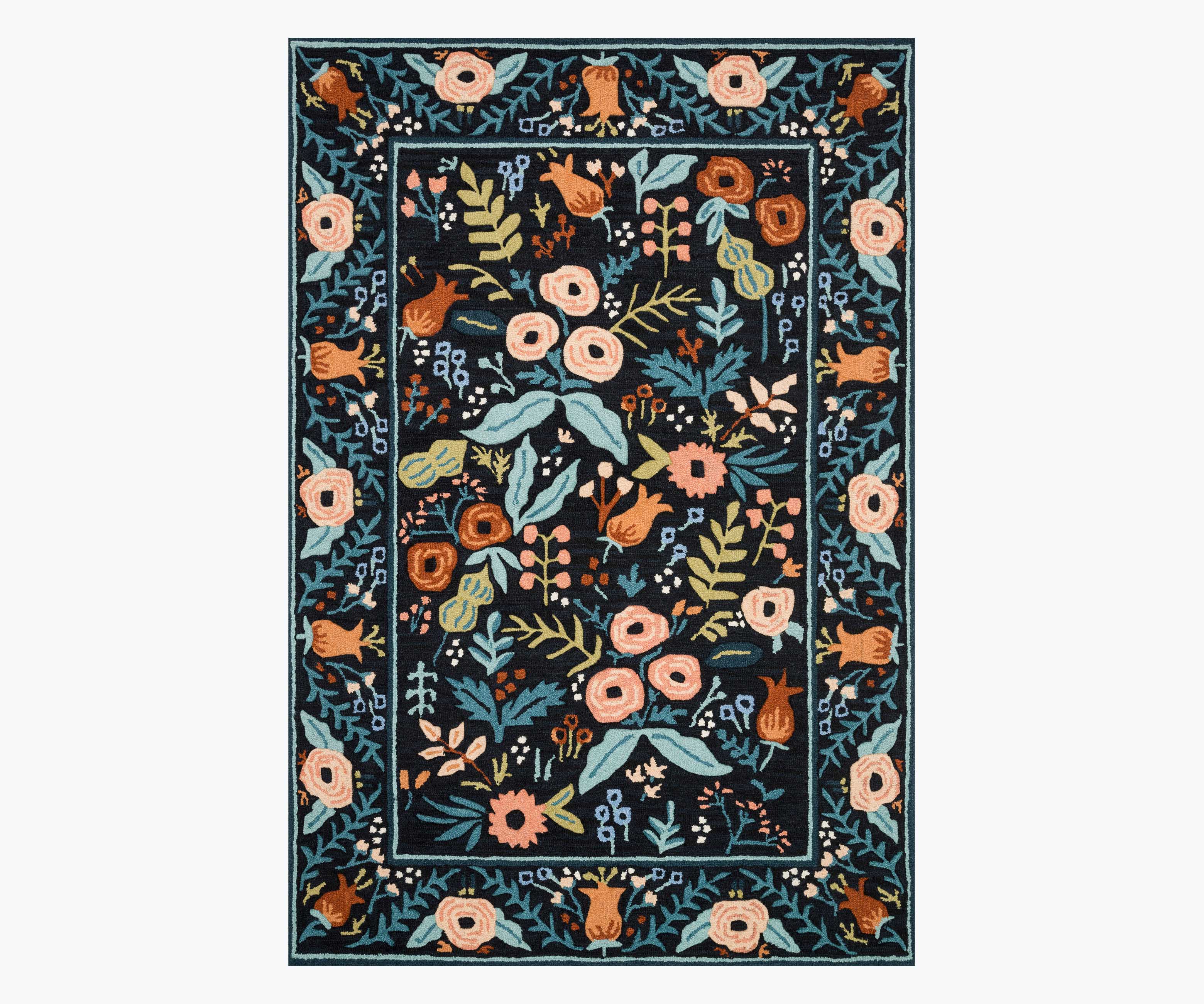 Les Fleurs Lourdes Wool-Hooked Rug - Thumbnail 2