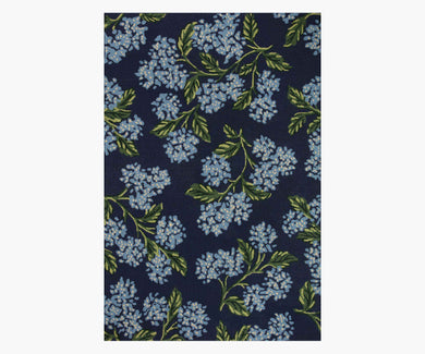 Joie Hydrangea Wool-Hooked Rug in Navy | Rifle Paper Co.