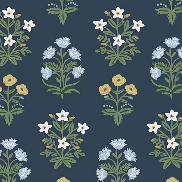Mughal Rose Wallpaper - Navy - Thumbnail 4