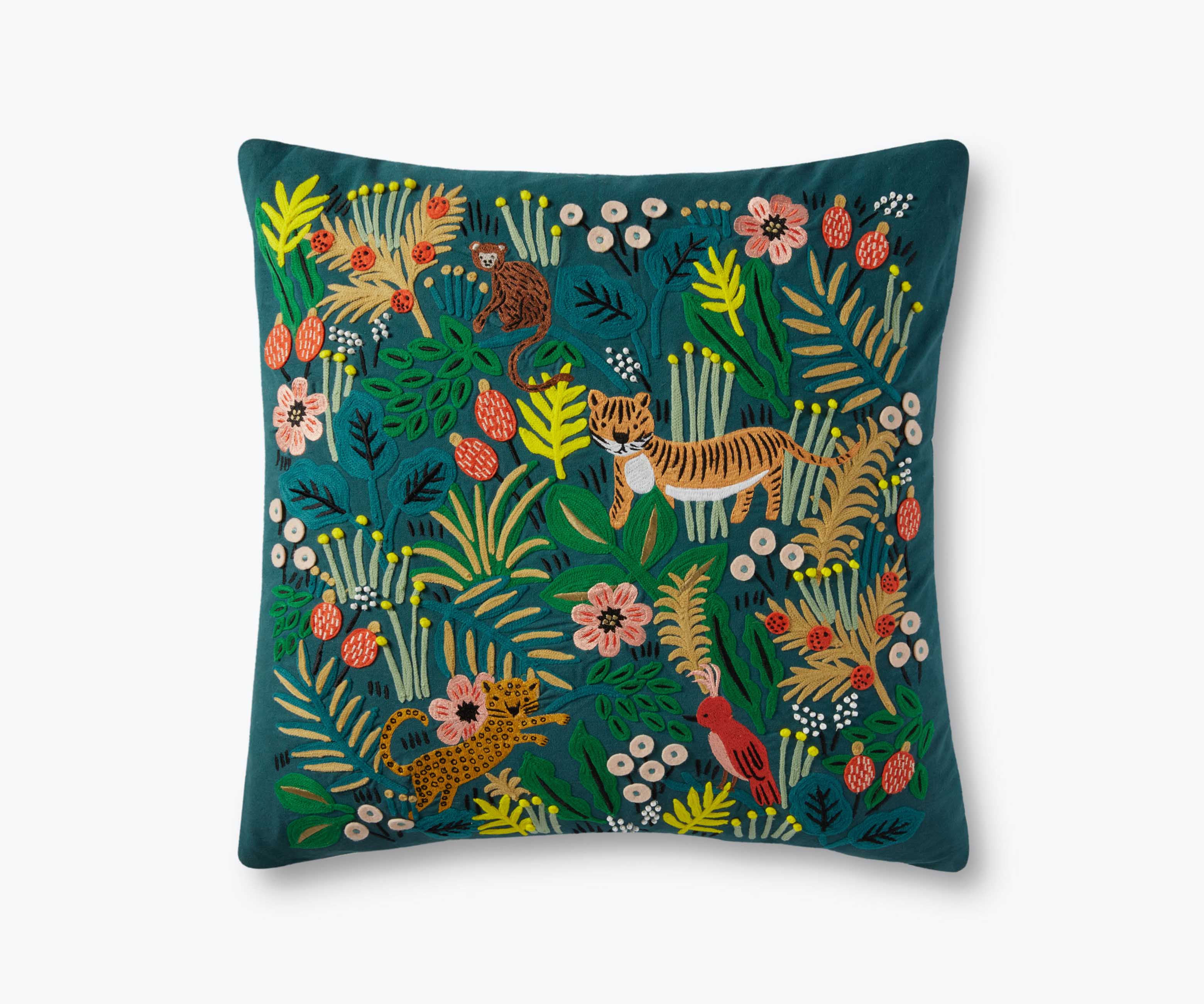 Collection D'Art Kit Per Cuscino Fai Da Te Night Jungle - 40x40 Cm - Tela 100% Cotone, Lana Acrilica, Ago E Istruzioni