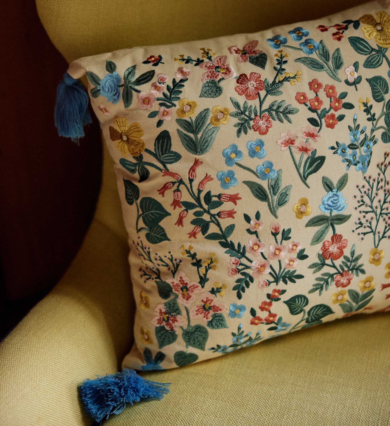 Mayfair Embroidered Pillow - Cream