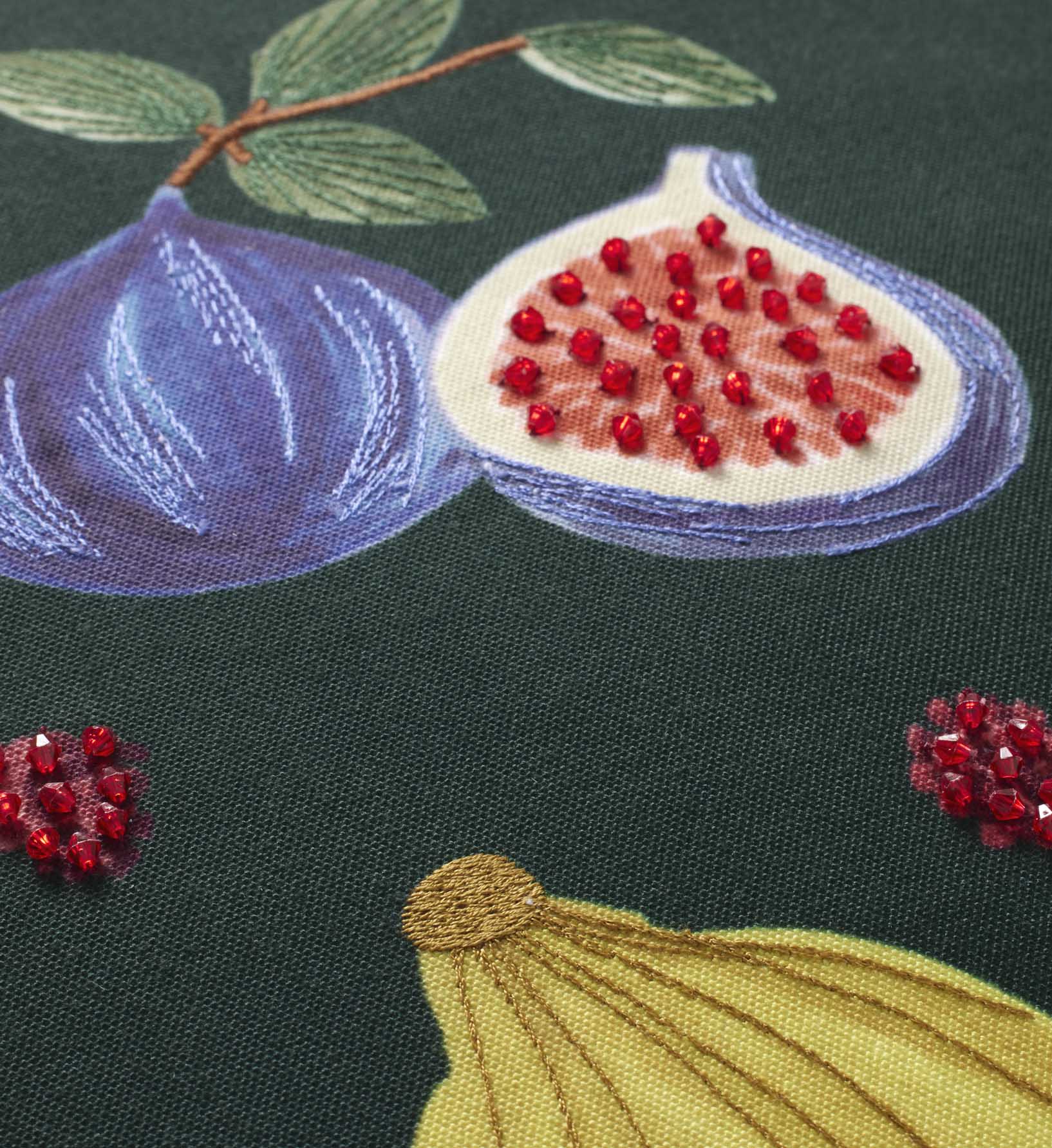 Fruit Stand Embroidered Pillow - Green