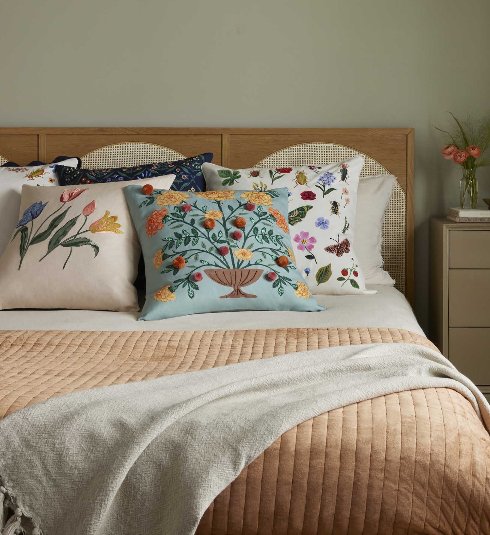 Marisol Embroidered Pillow - Light Green