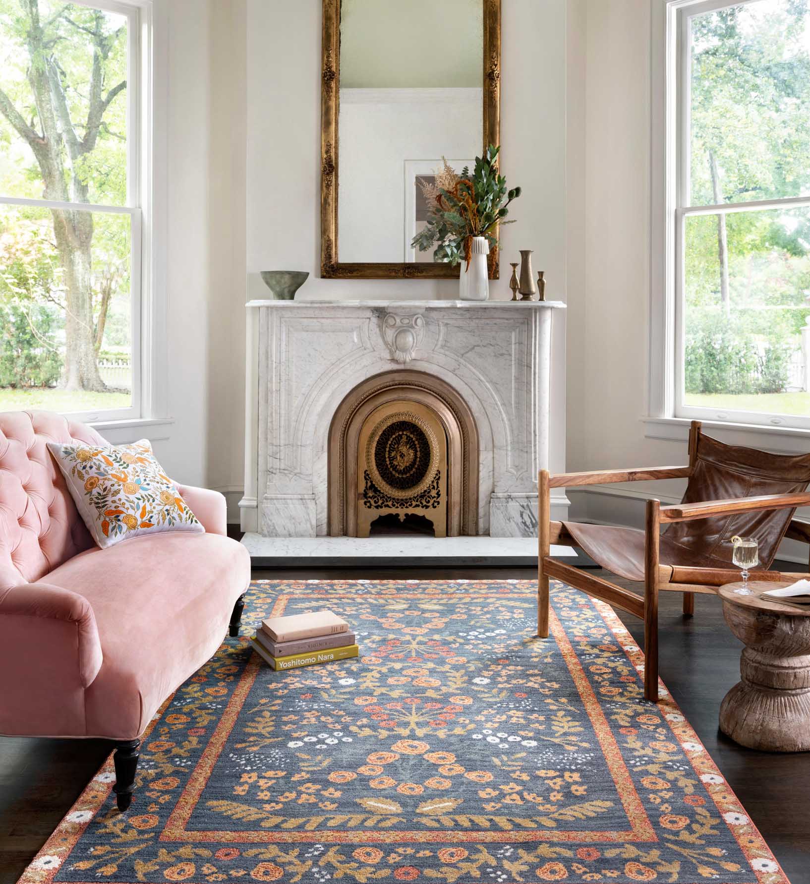 Fiore Florence Navy & Rust Loomed Rug | Rifle Paper Co.